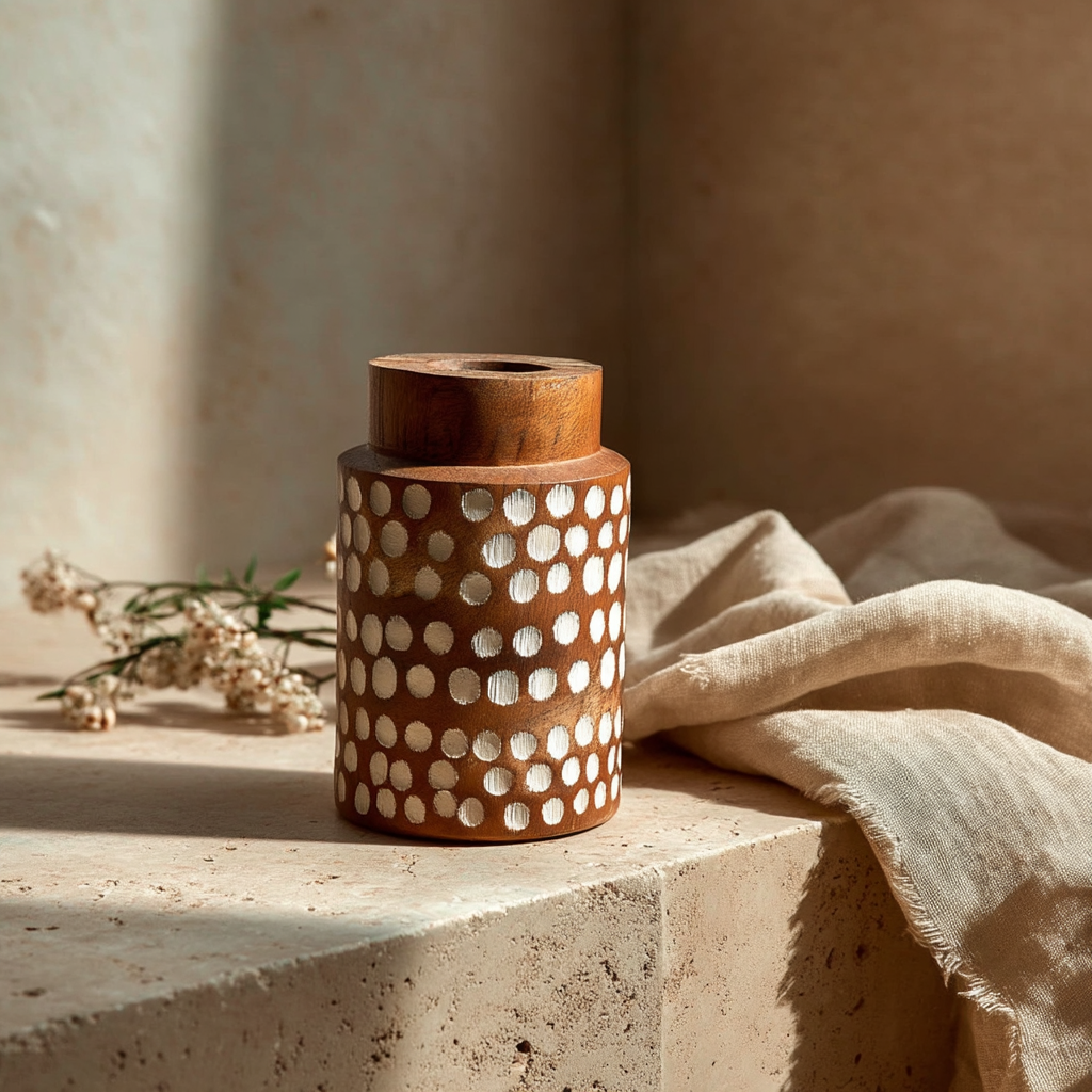 Straight Vase with White Polka Dots, Small