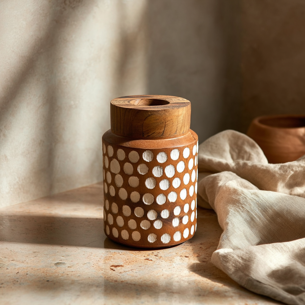 Straight Vase with White Polka Dots, Small