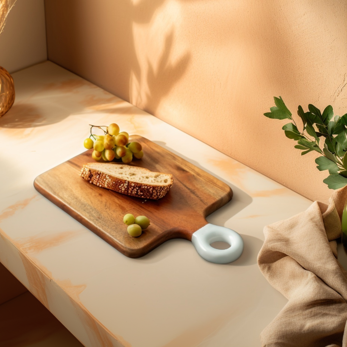 Square Small Board with White Enamel Handle