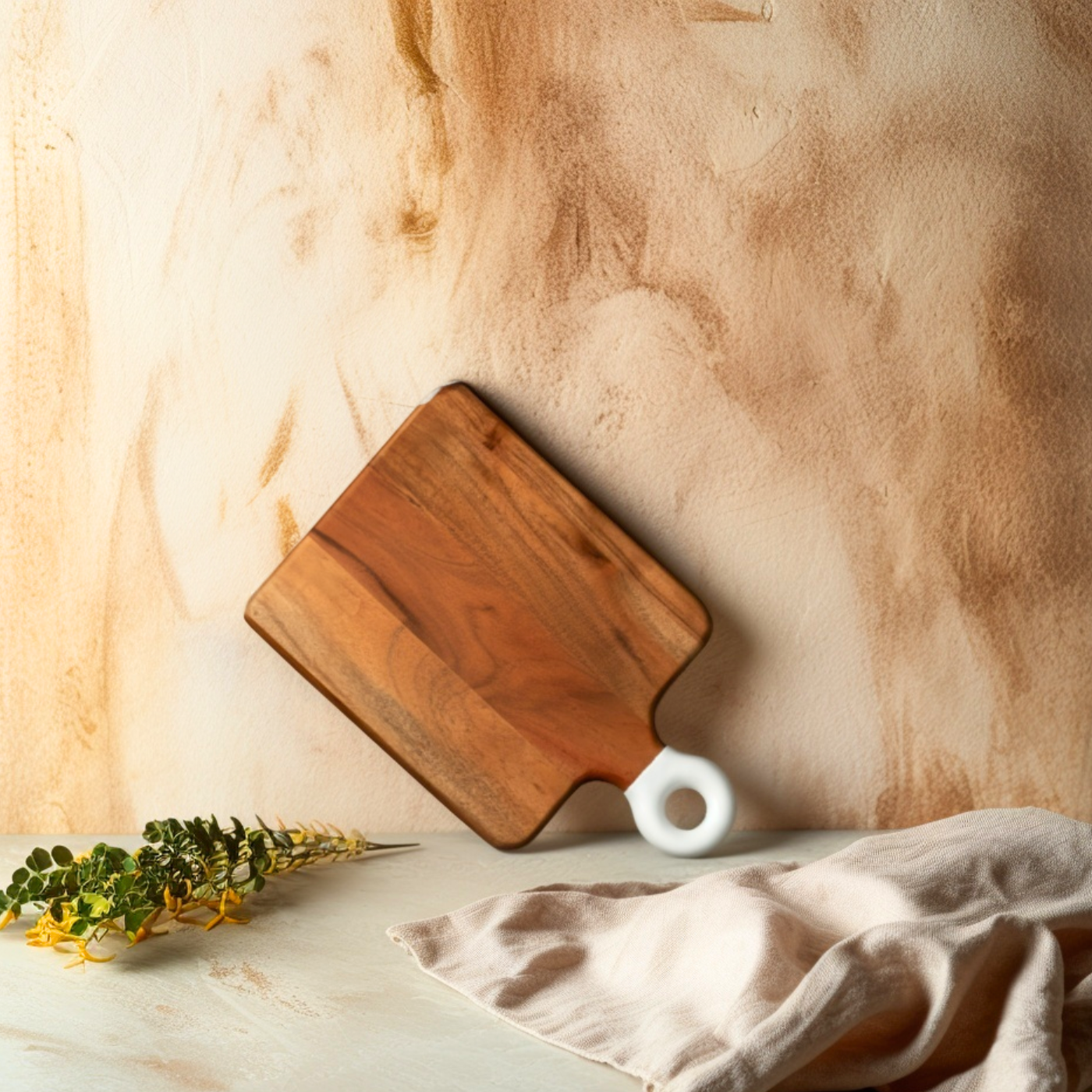 Square Small Board with White Enamel Handle
