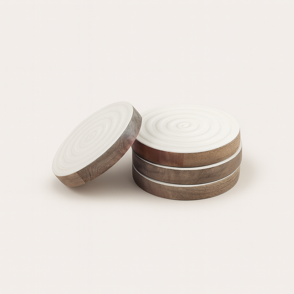 Swirl Coasters with White Enamel, Set of 4