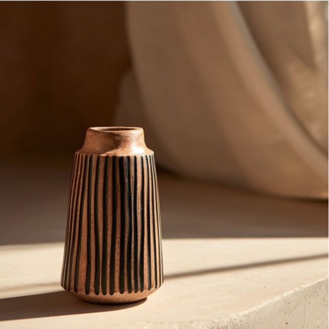 Tapered Vase with Black Lines, Large