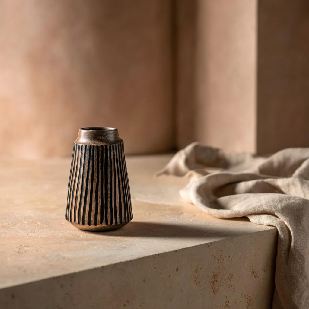 Tapered Vase with Black Lines, Small