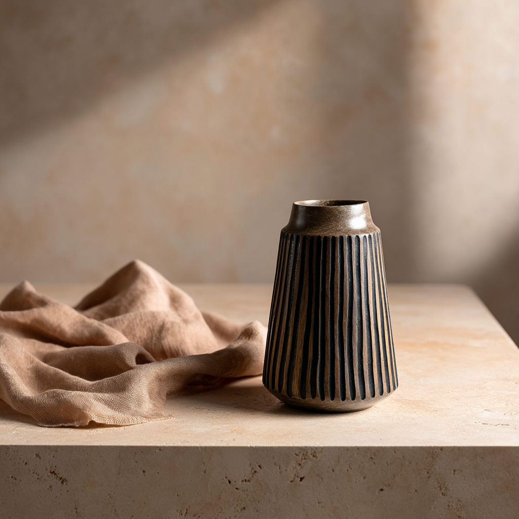 Tapered Vase with Black Lines, Small