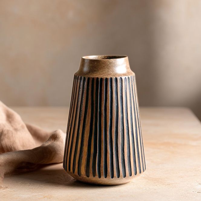 Tapered Vase with Black Lines, Small