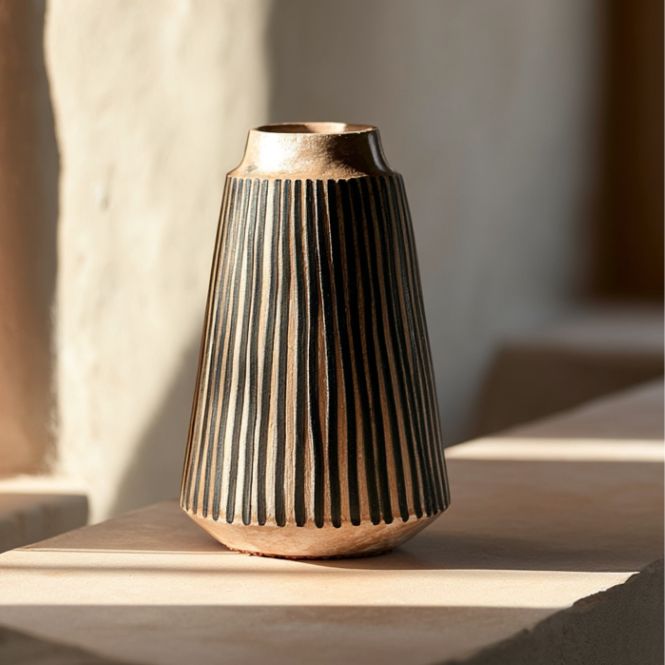 Tapered Vase with Black Lines, Large