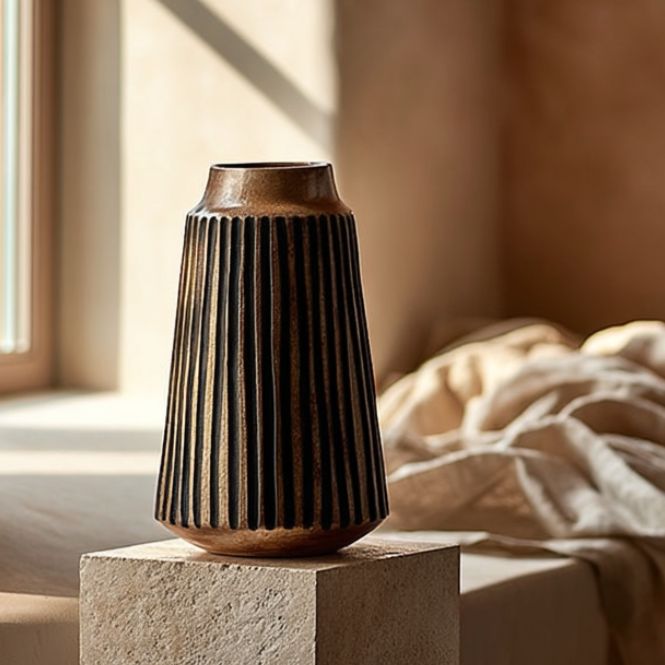 Tapered Vase with Black Lines, Large