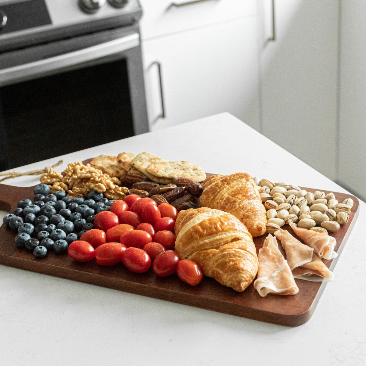 Large wooden board with engraved lines_with charcuterie_elevation - Aesthetic Living