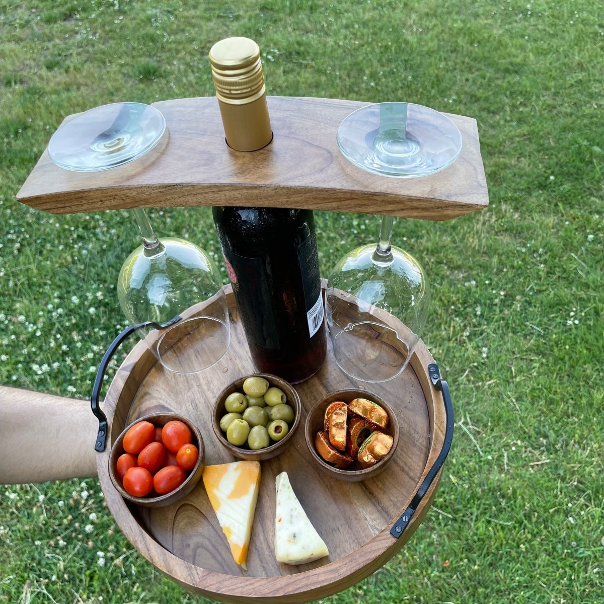 Wine Bottle Stand for 2 Glasses - Aesthetic Living