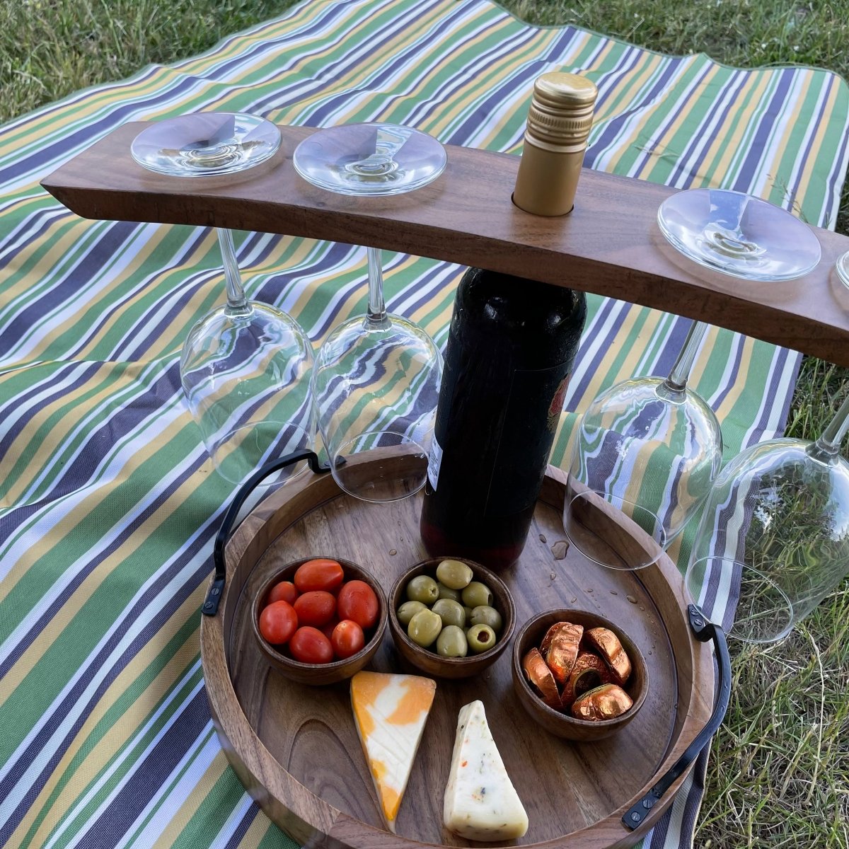 Wine Bottle Stand for 4 Glasses - Aesthetic Living