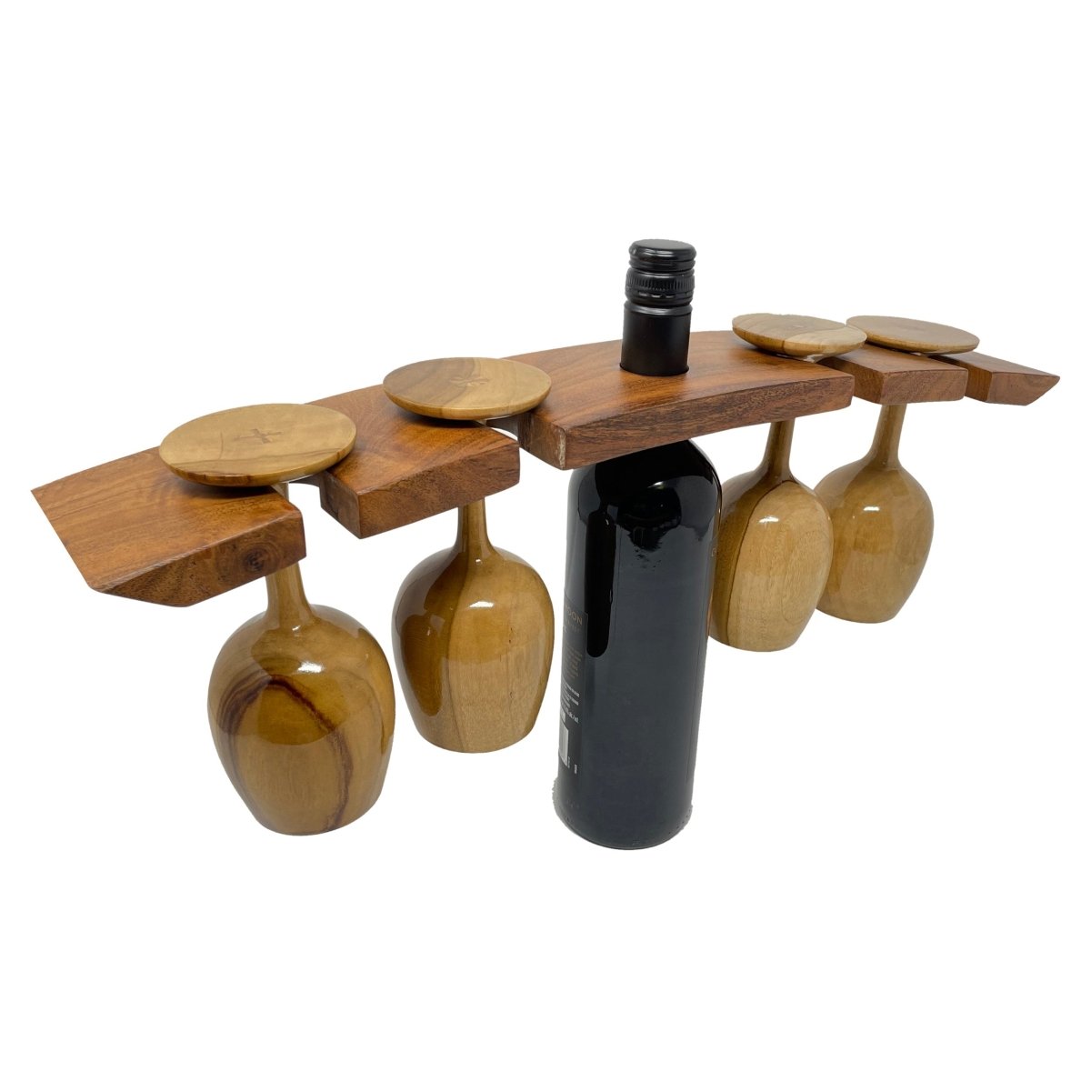 Wine Bottle Stand for 4 Glasses - Aesthetic Living