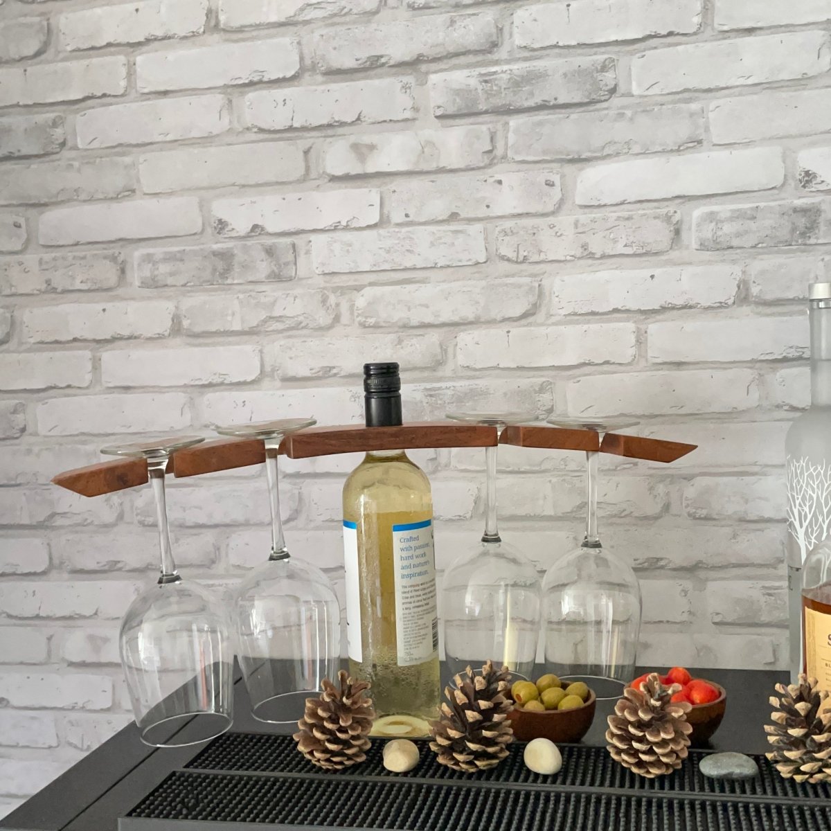 Wine Bottle Stand for 4 Glasses - Aesthetic Living