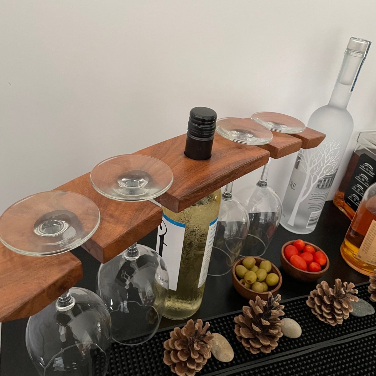 Wine Bottle Stand for 4 Glasses - Aesthetic Living