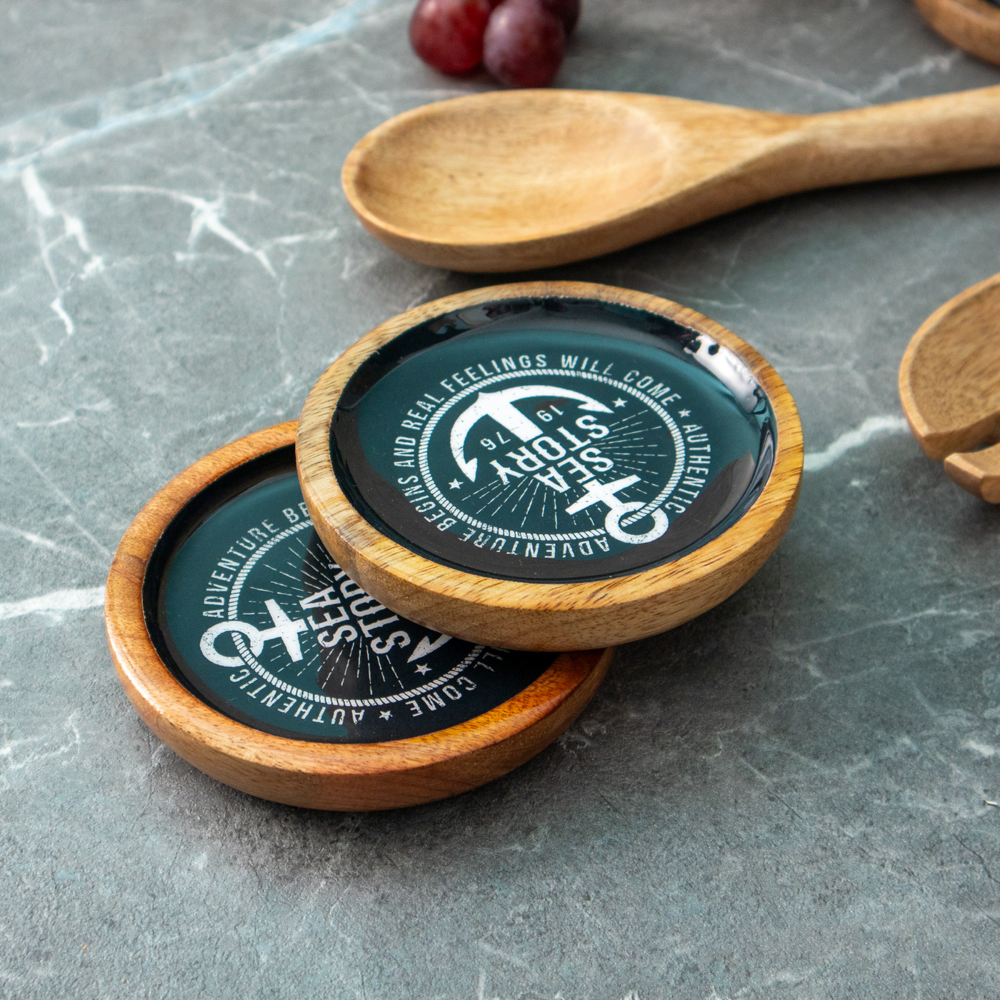 Deep Dish Coasters with Sea Story Enamel, Set of 4 image 4