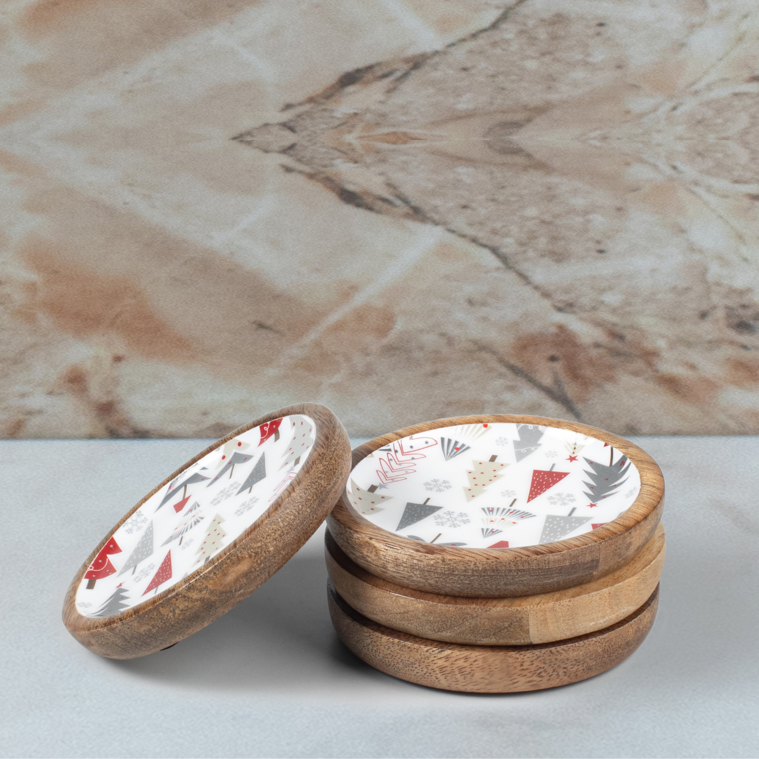 Coasters with Holiday Enamel, Set of 4