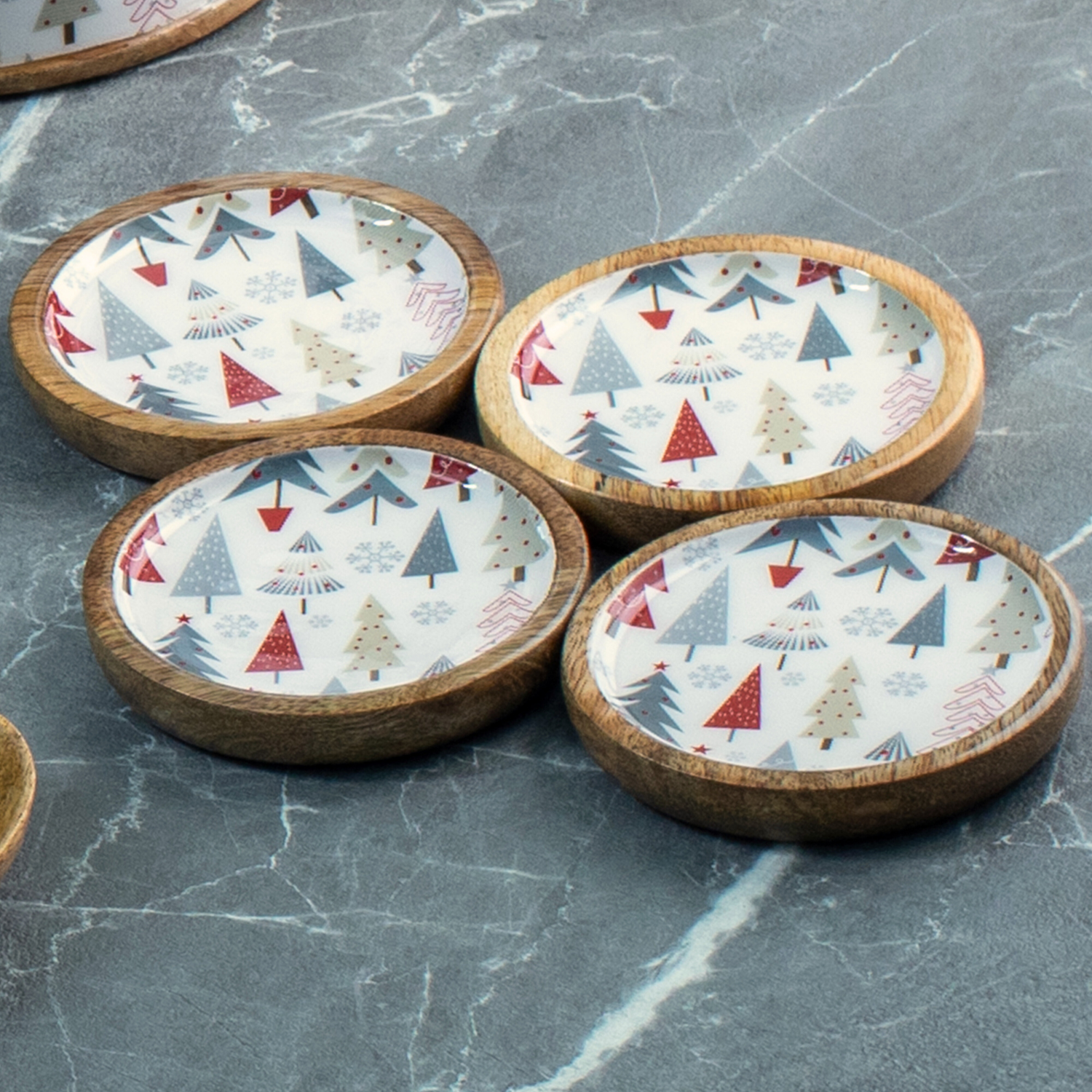 Coasters with Holiday Enamel, Set of 4