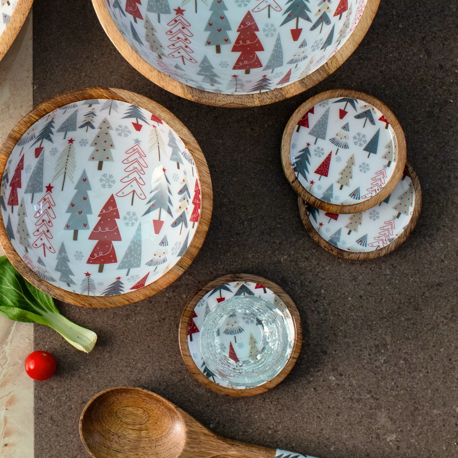 Coasters with Holiday Enamel, Set of 4