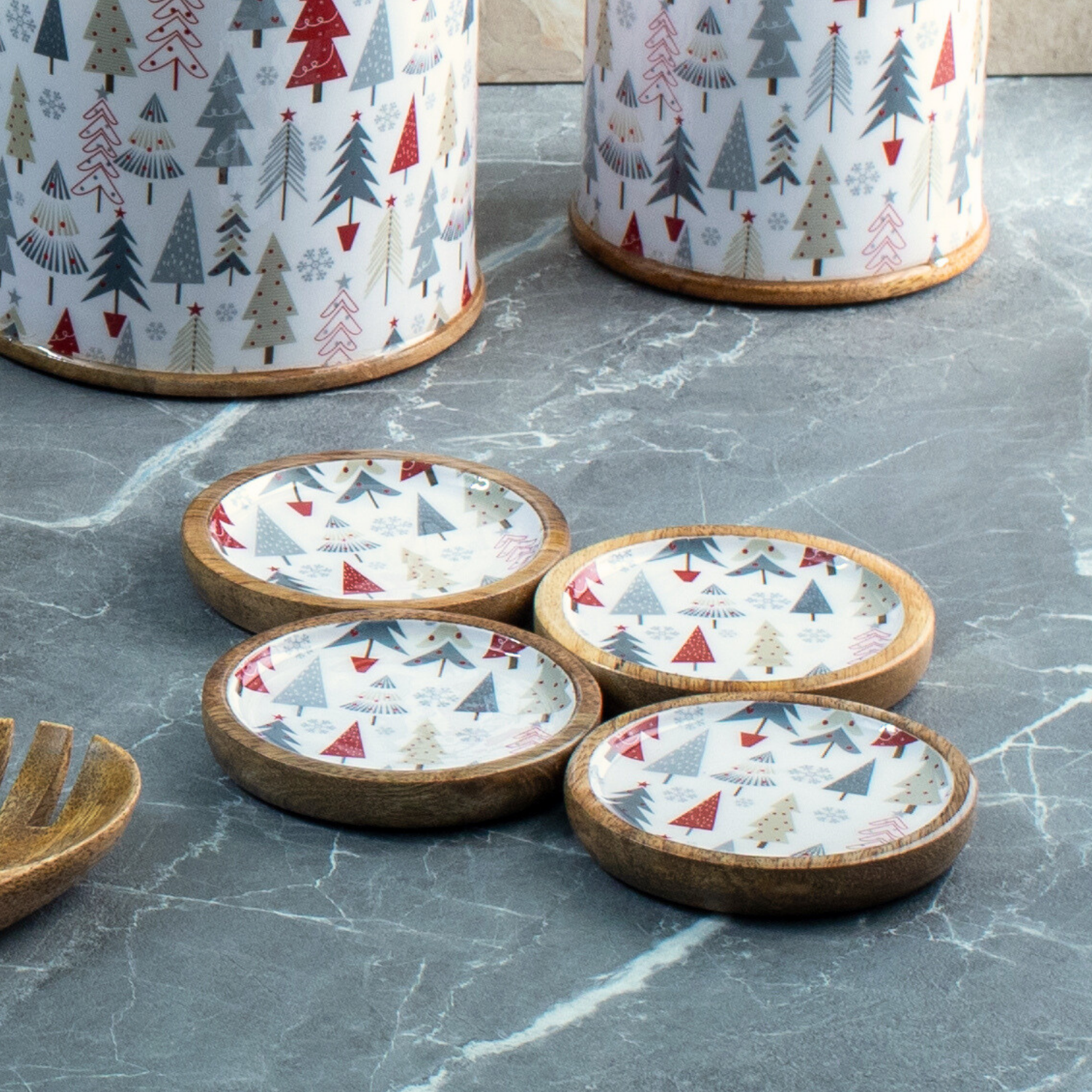 Coasters with Holiday Enamel, Set of 4