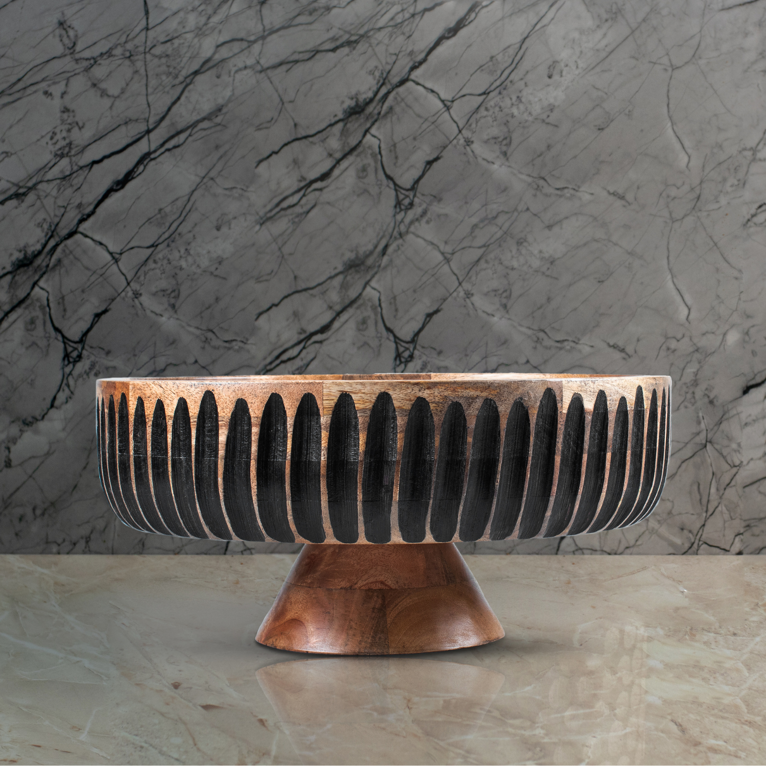 Large Flat Bowl with Black Lines