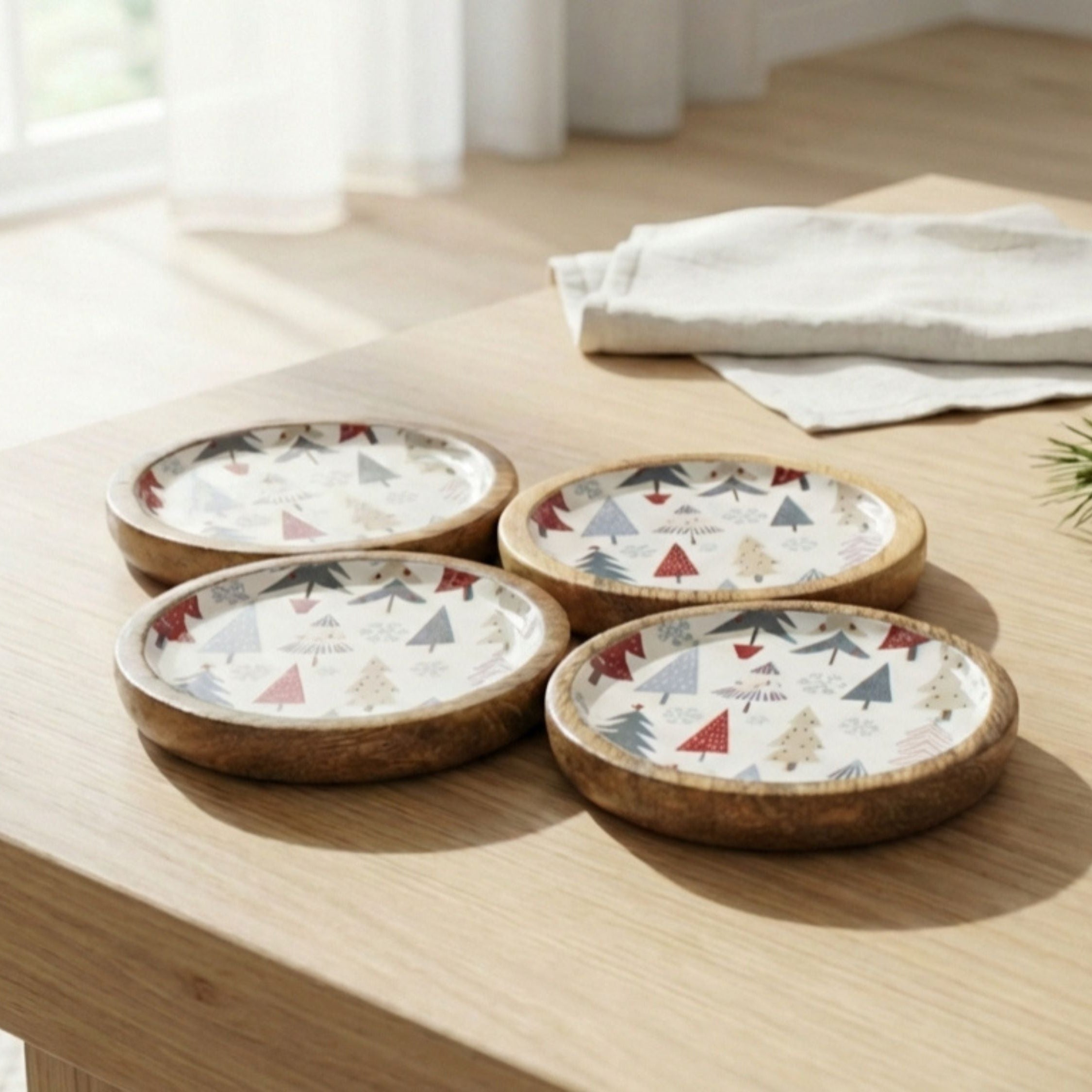 Coasters with Holiday Enamel, Set of 4