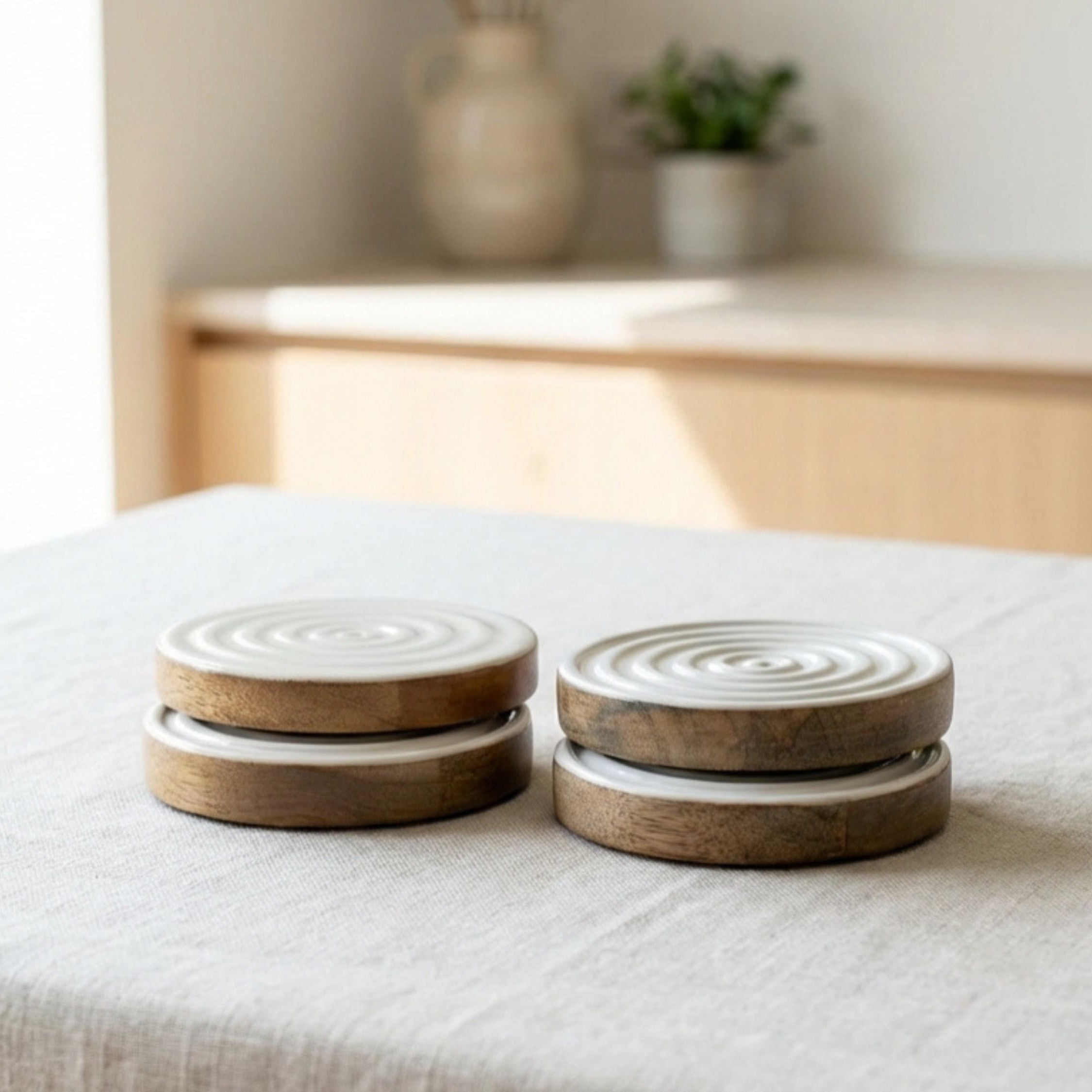 Swirl Coasters with White Enamel, Set of 4