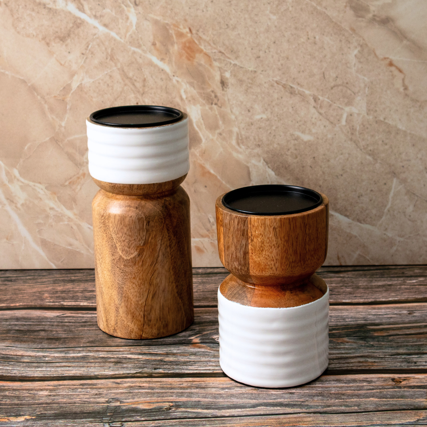 Candle Holder with White Enamel, Set of 2 thumbnail 3