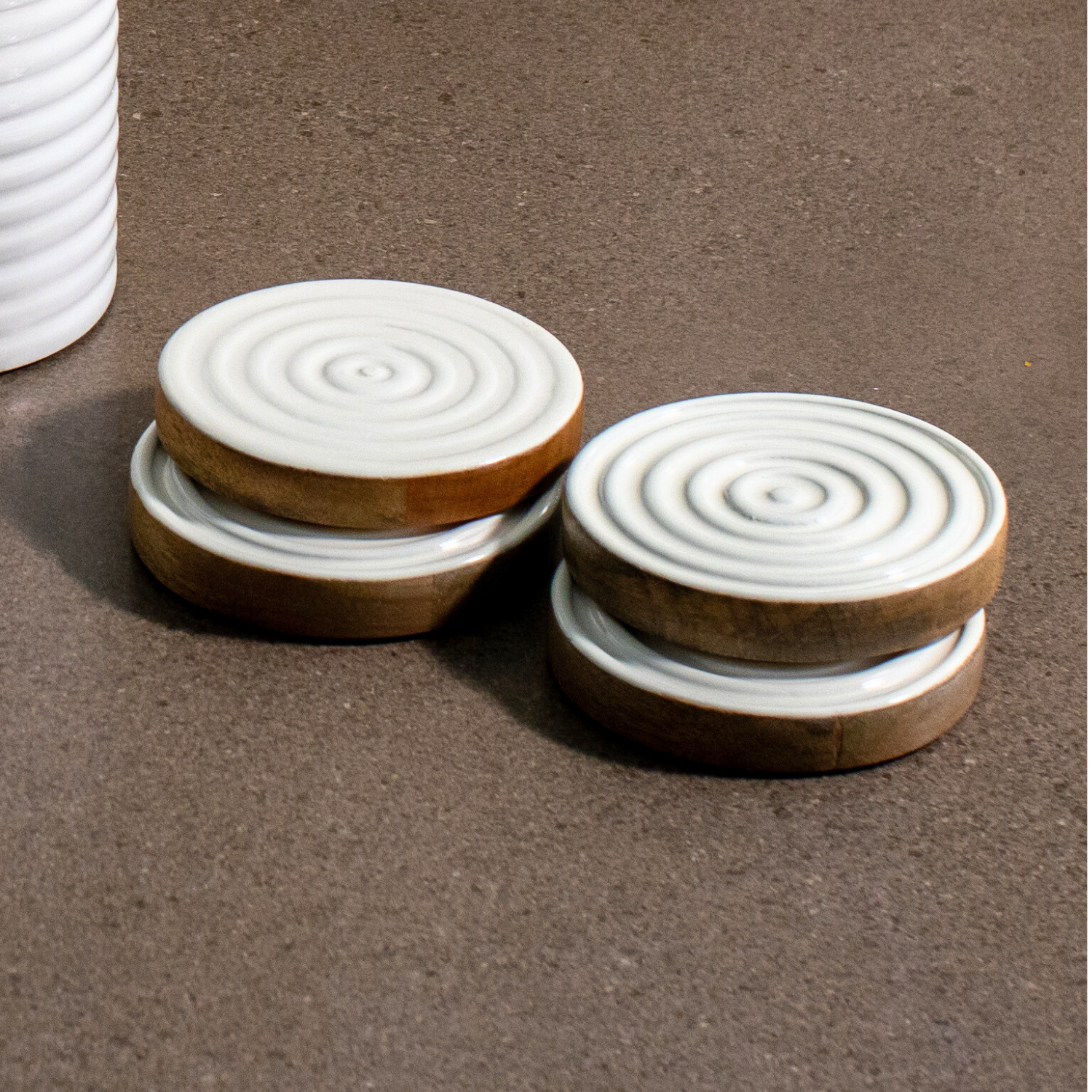 Swirl Coasters with White Enamel, Set of 4