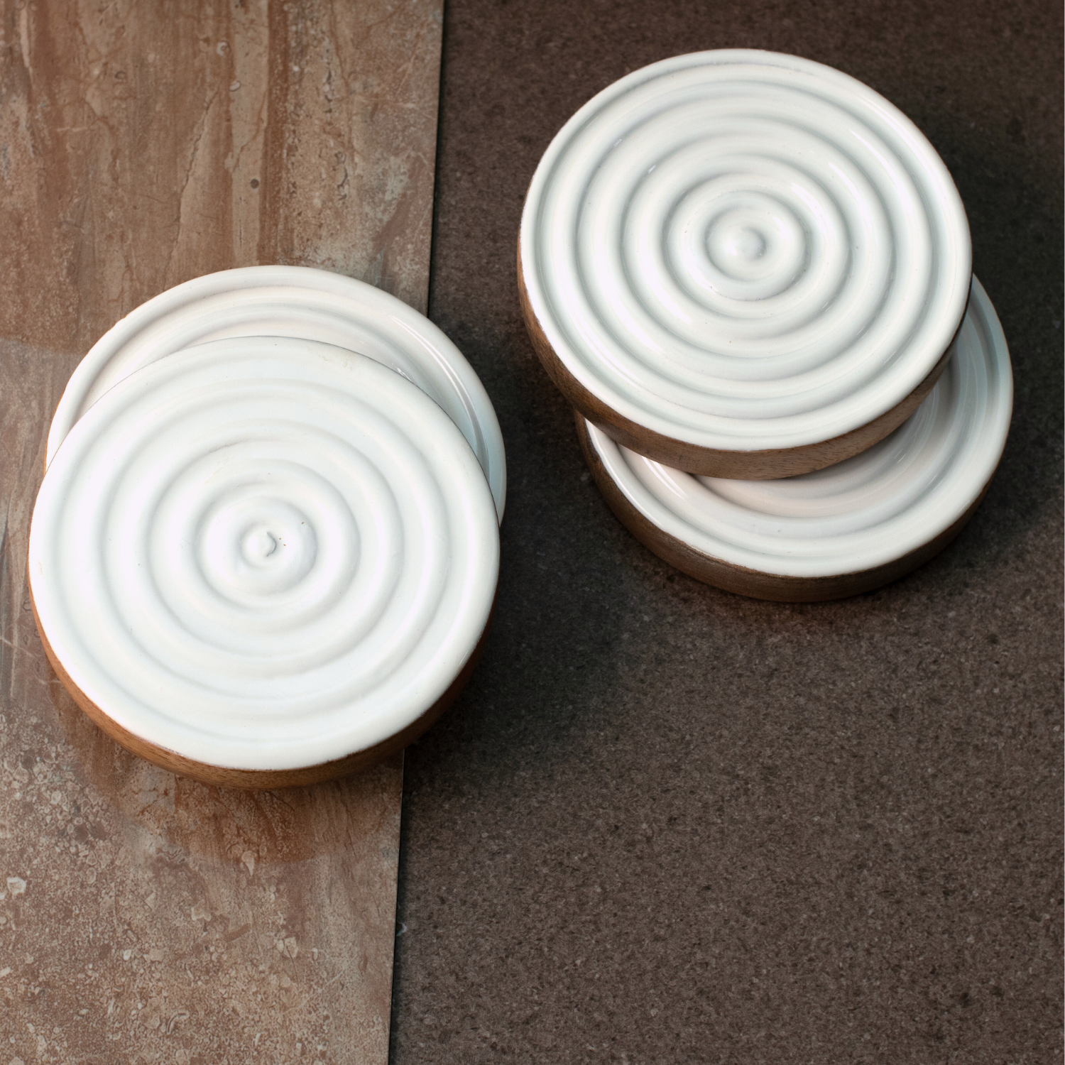 Swirl Coasters with White Enamel, Set of 4