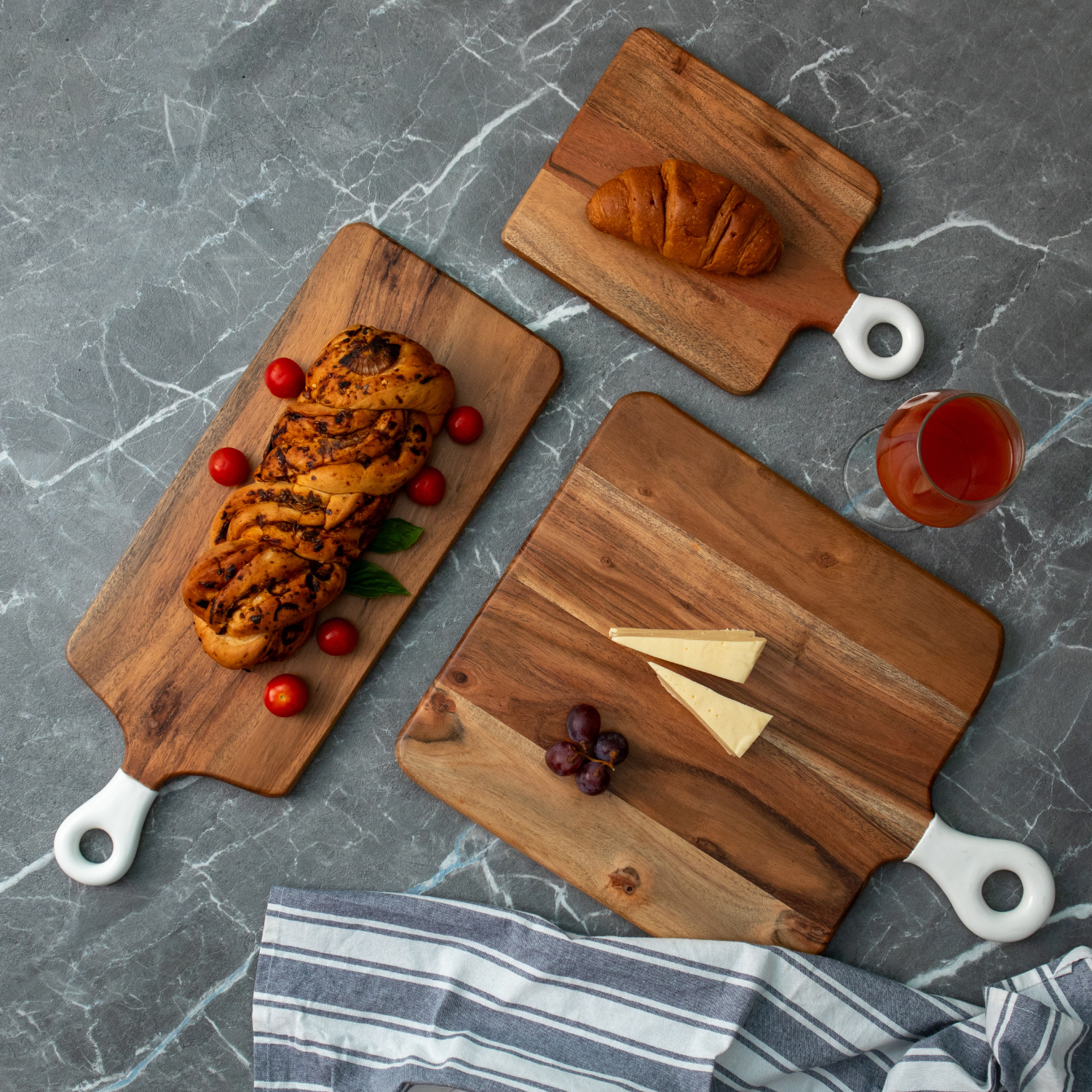 Square Small Board with White Enamel Handle