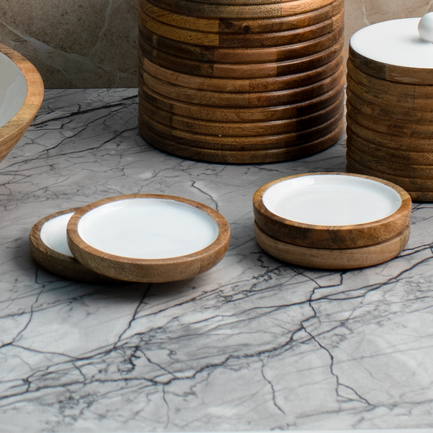 Deep Dish Coasters with White Enamel, Set of 4 image 4