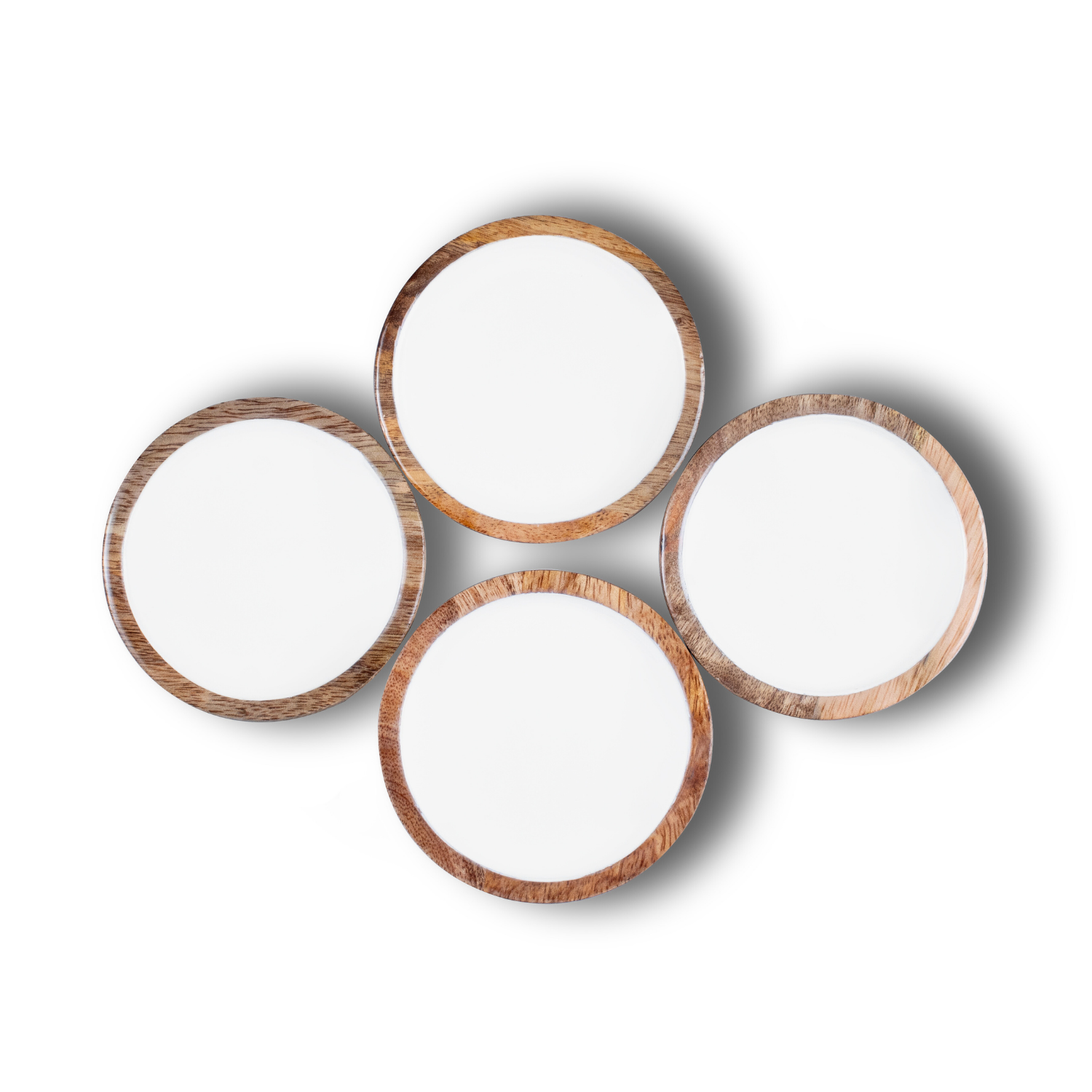 Deep Dish Coasters with White Enamel, Set of 4