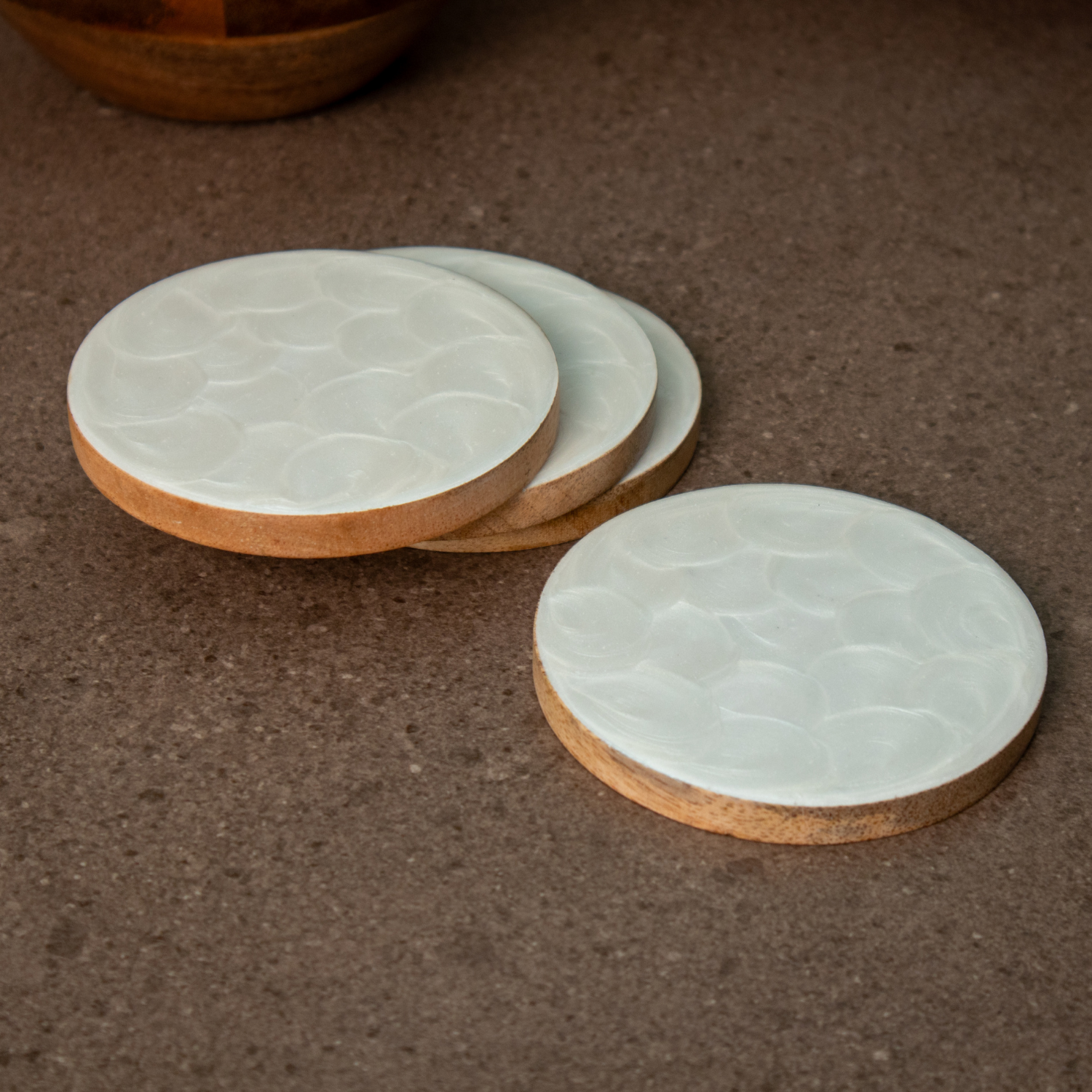 Coasters with Pearl Enamel, Set of 4