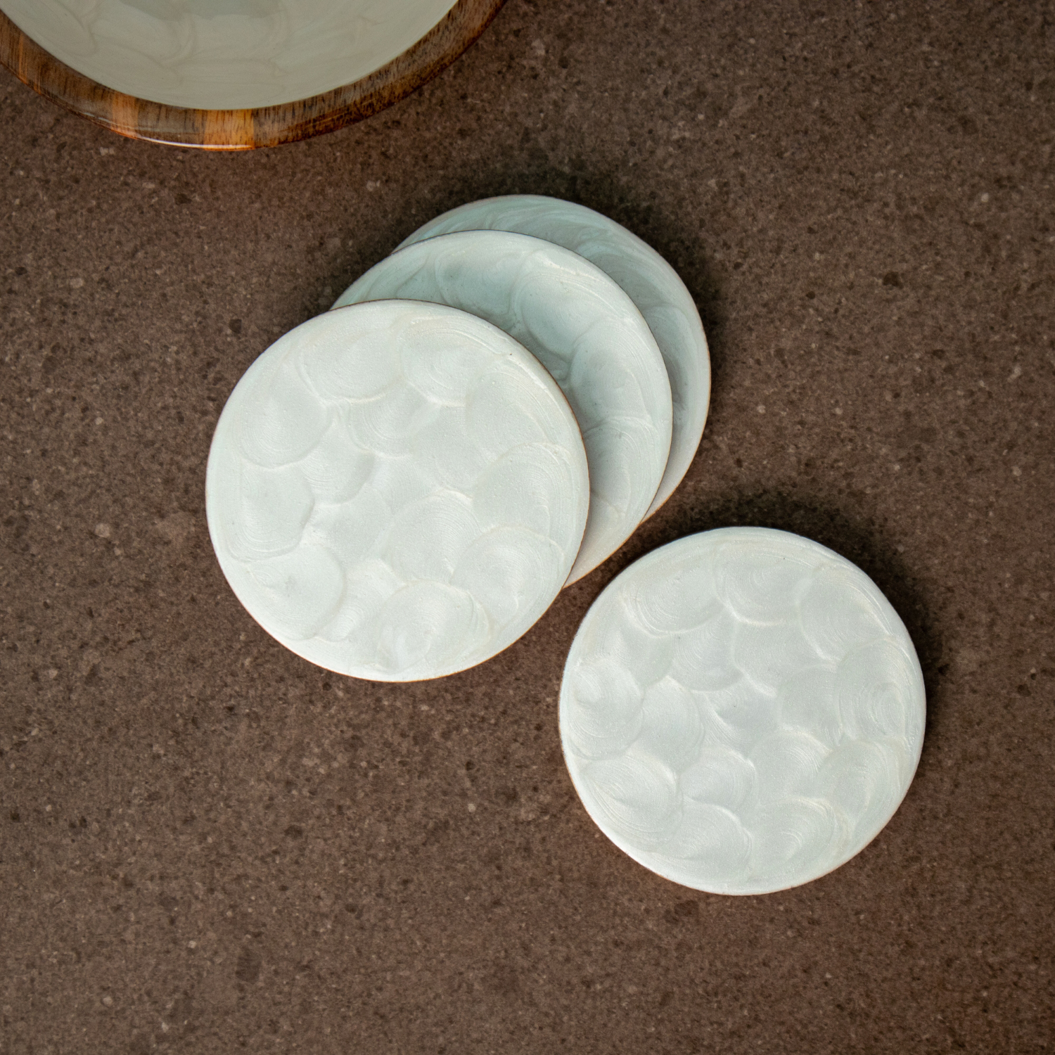 Coasters with Pearl Enamel, Set of 4