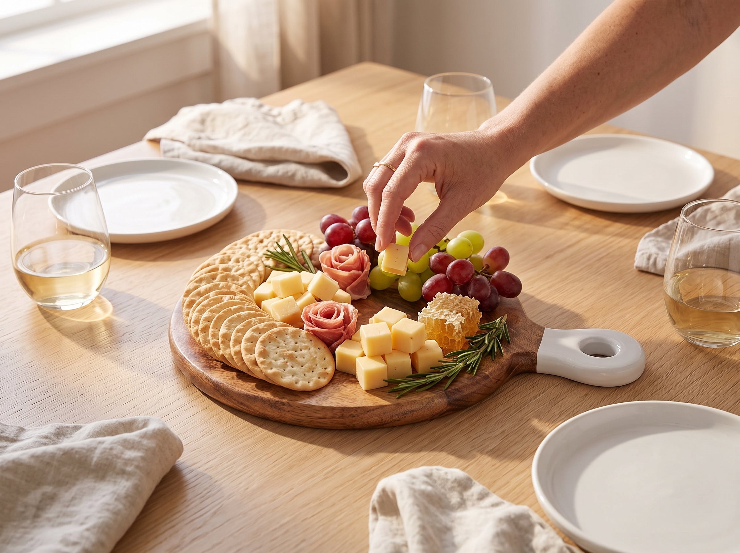Round Small Board with White Enamel Handle