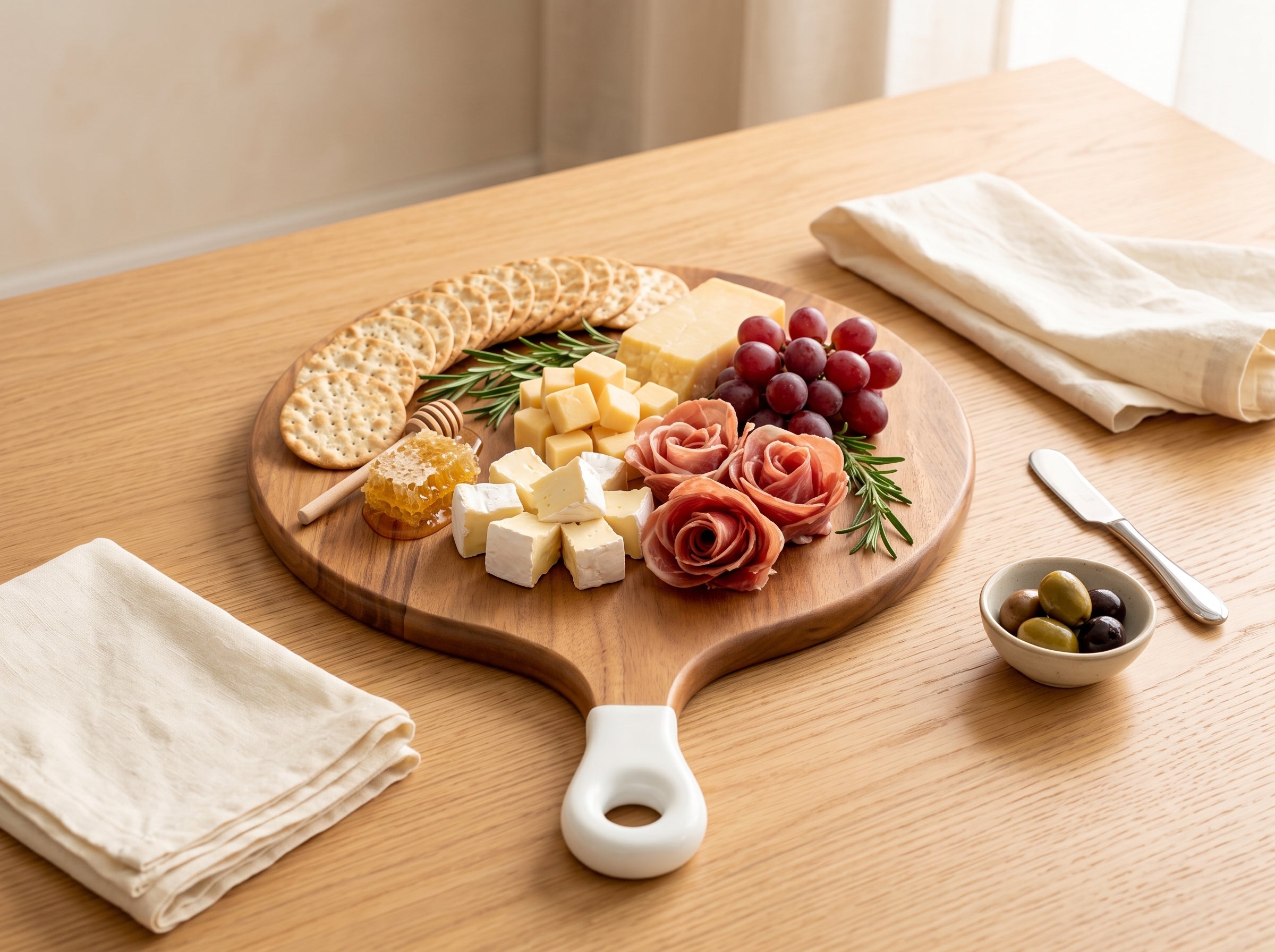 Round Medium Board with White Enamel Handle
