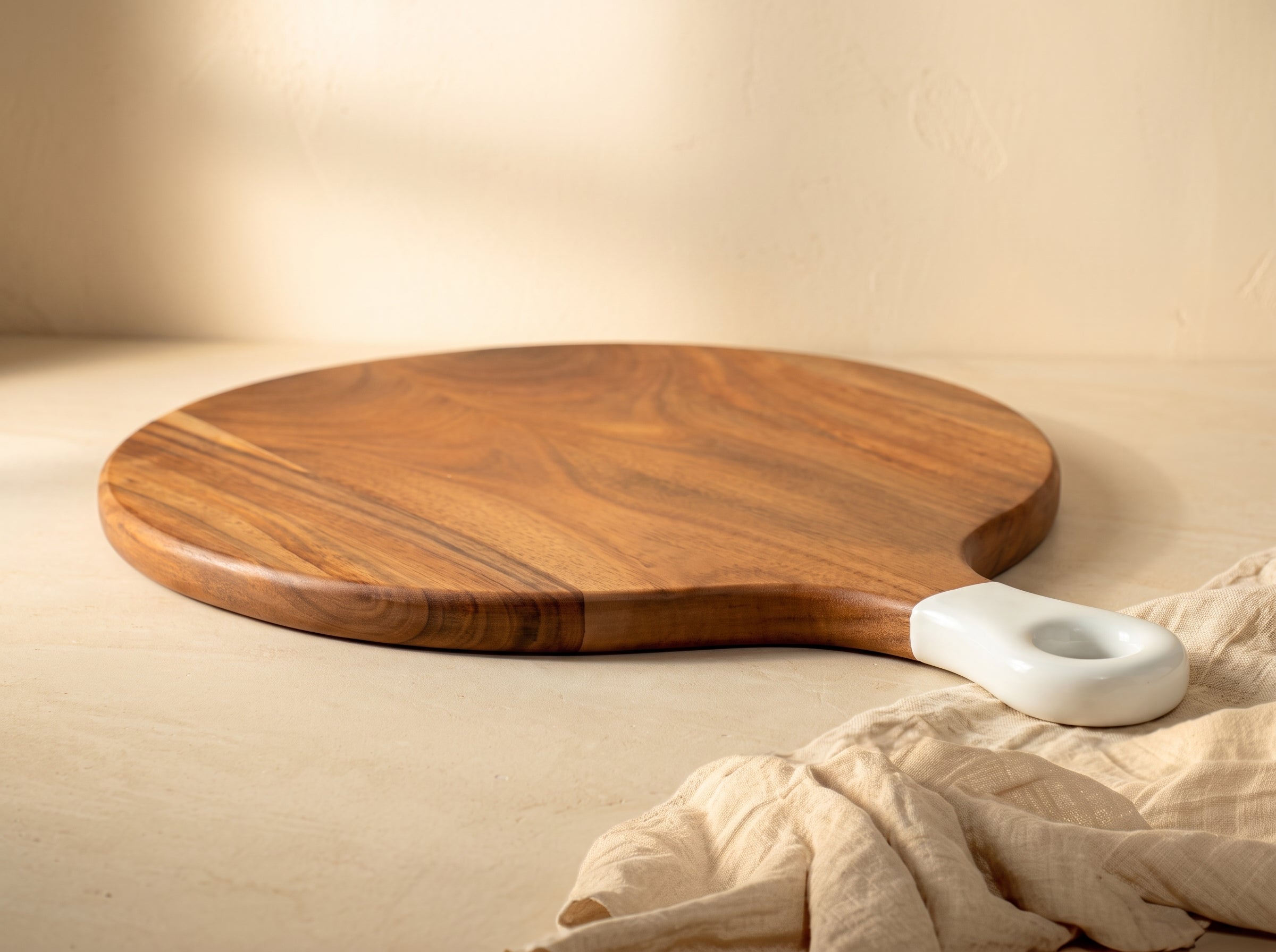 Round Medium Board with White Enamel Handle
