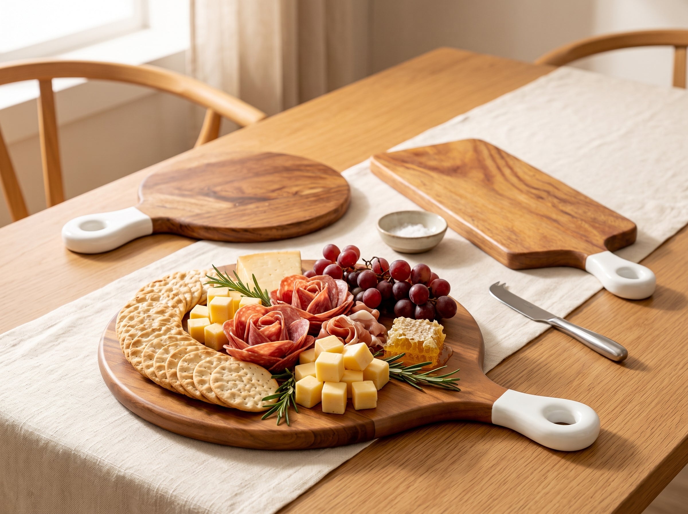 Round Medium Board with White Enamel Handle