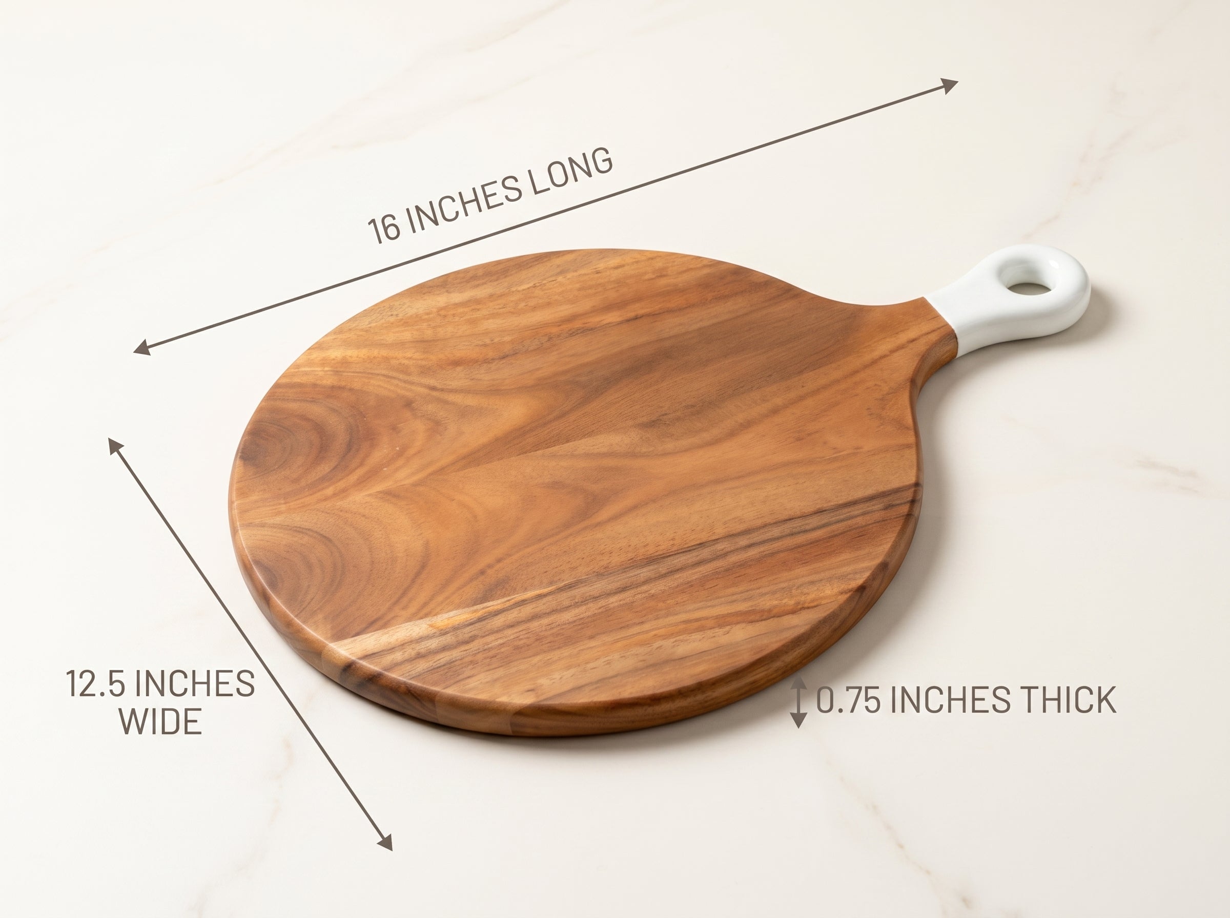 Round Medium Board with White Enamel Handle