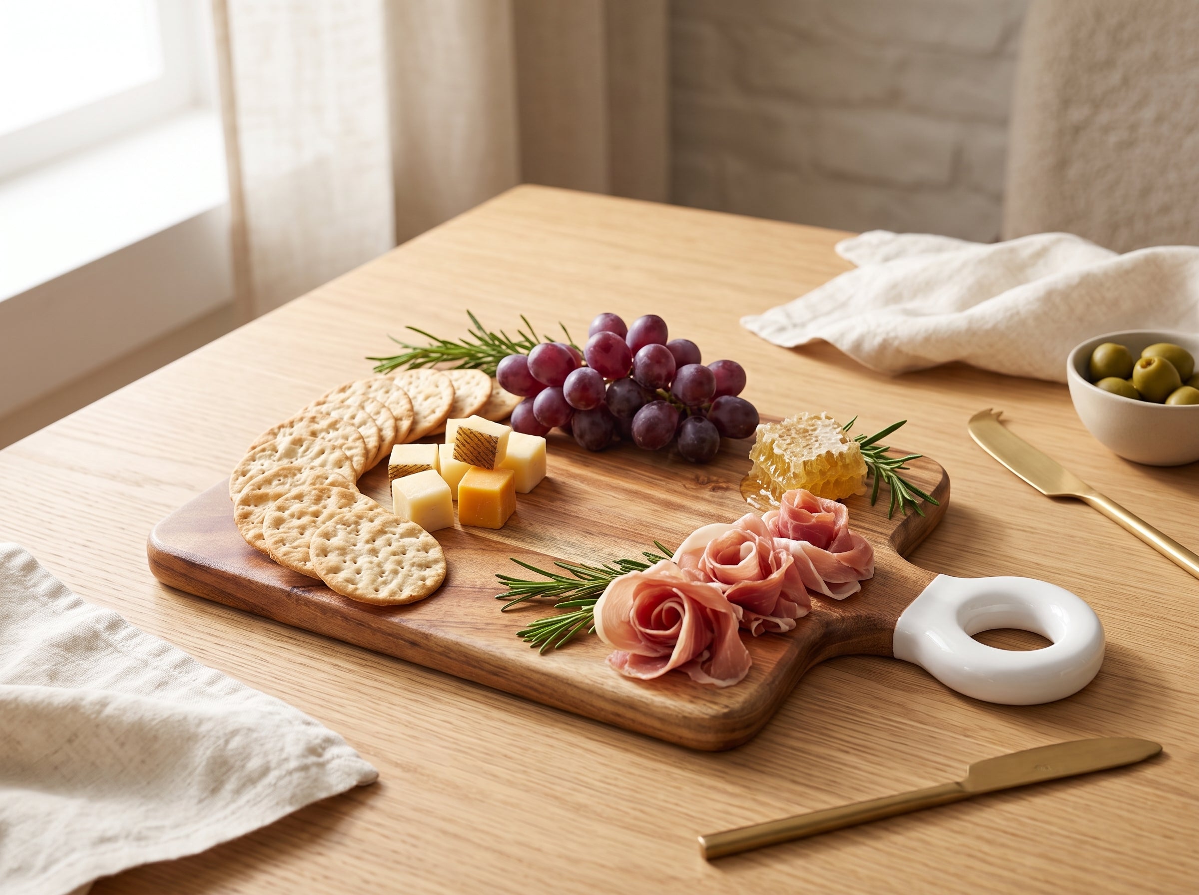 Square Small Board with White Enamel Handle