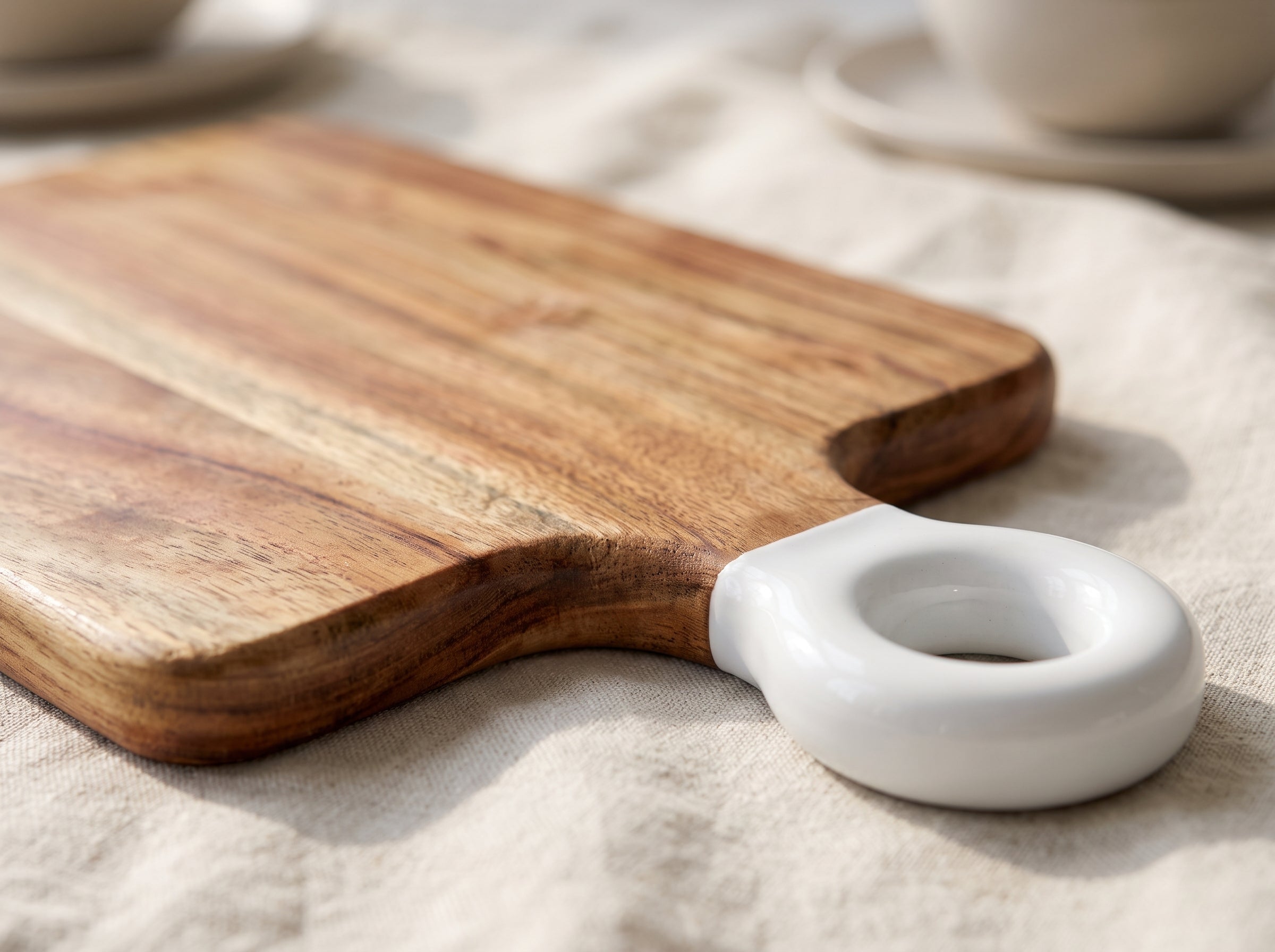 Square Small Board with White Enamel Handle