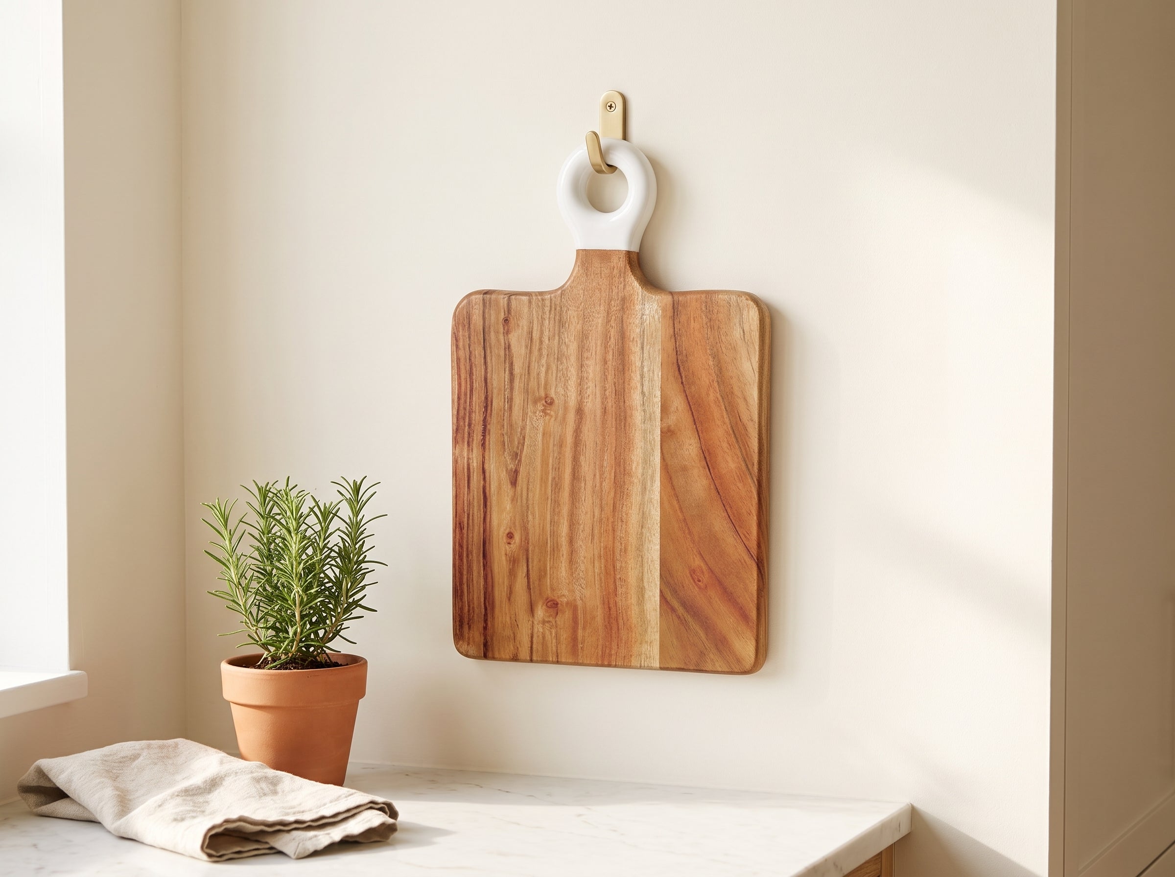 Square Small Board with White Enamel Handle