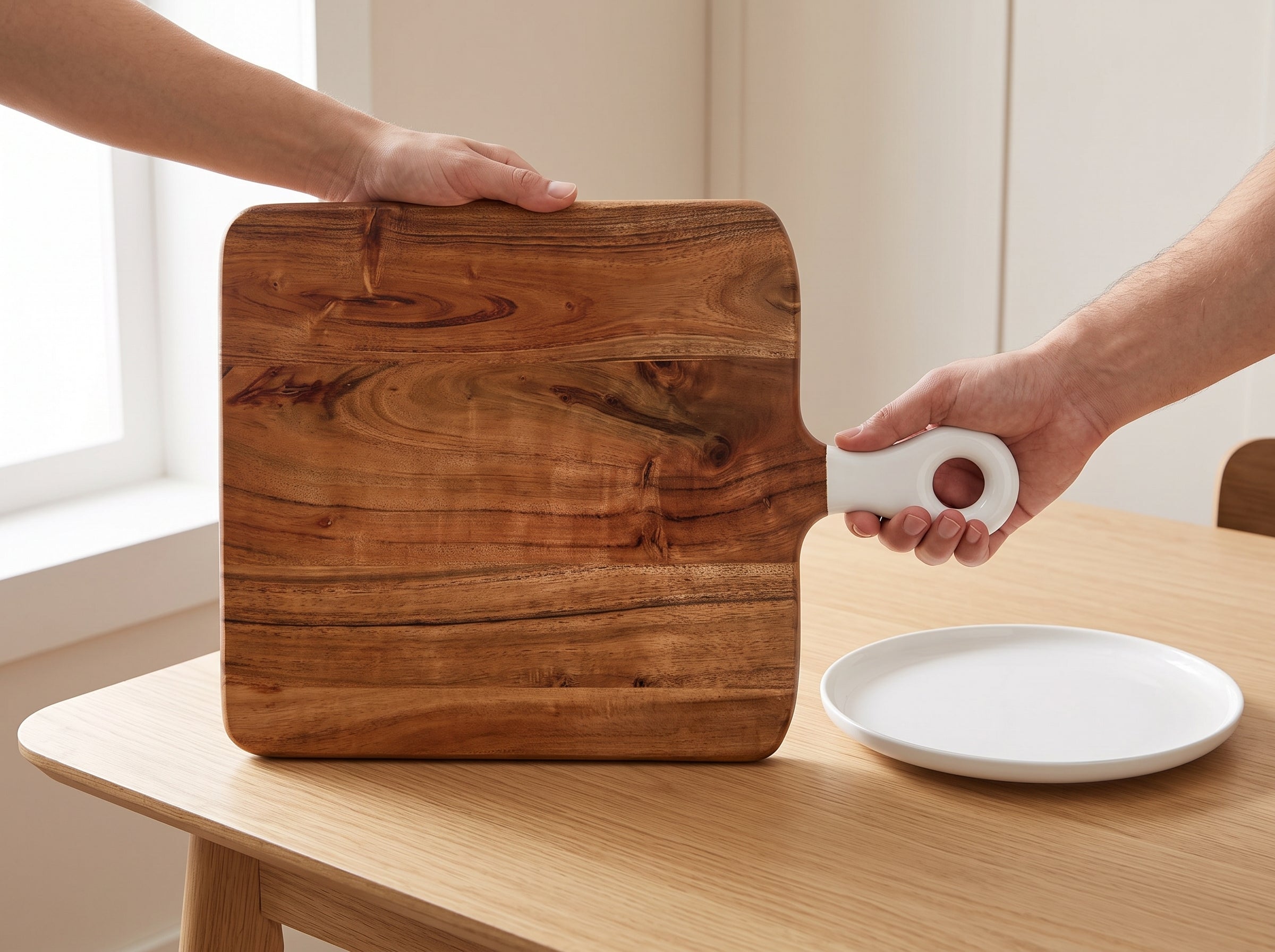 Square Large Board with White Enamel Handle