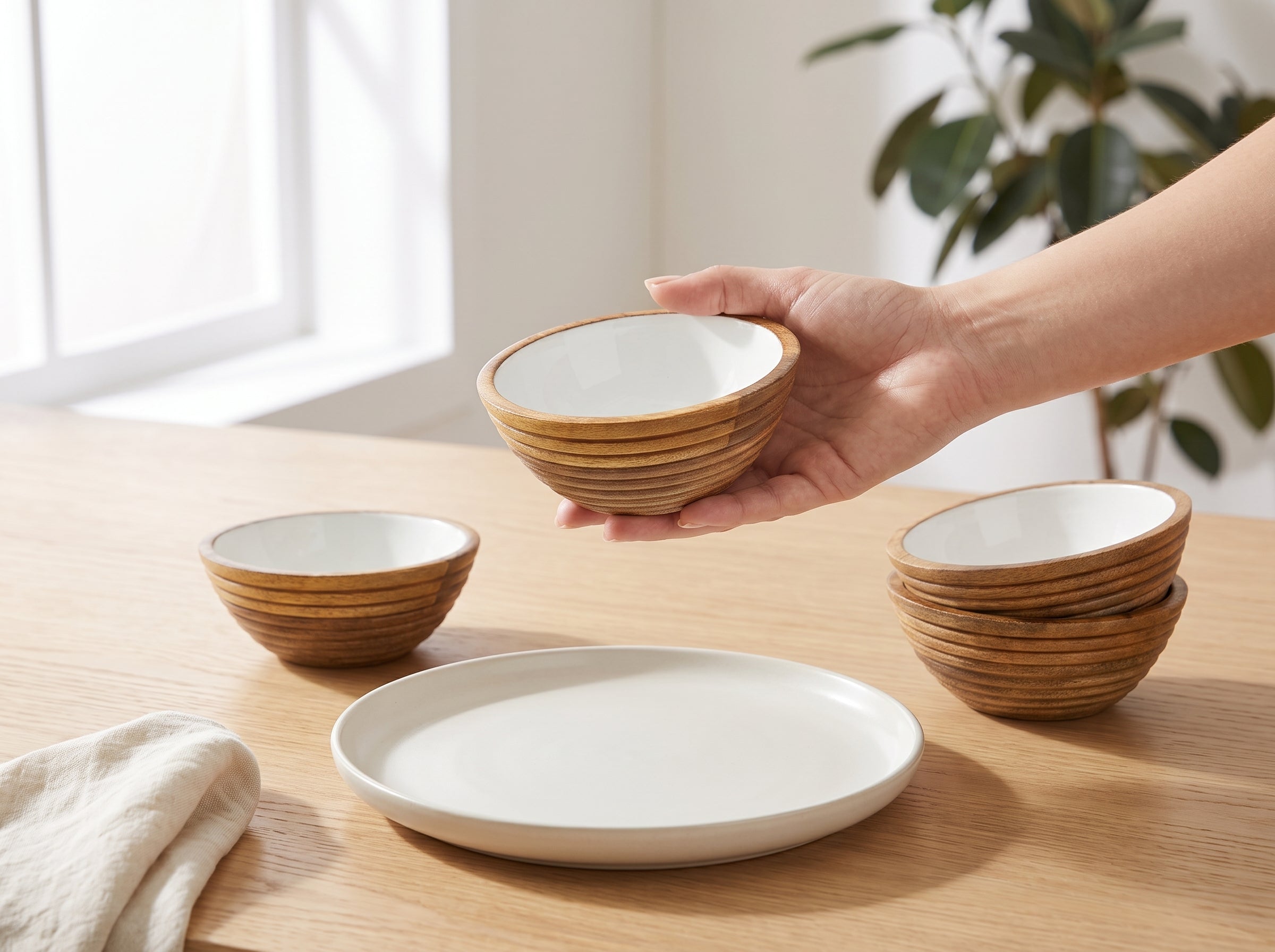 Small Bowl with White Enamel, Set of 4