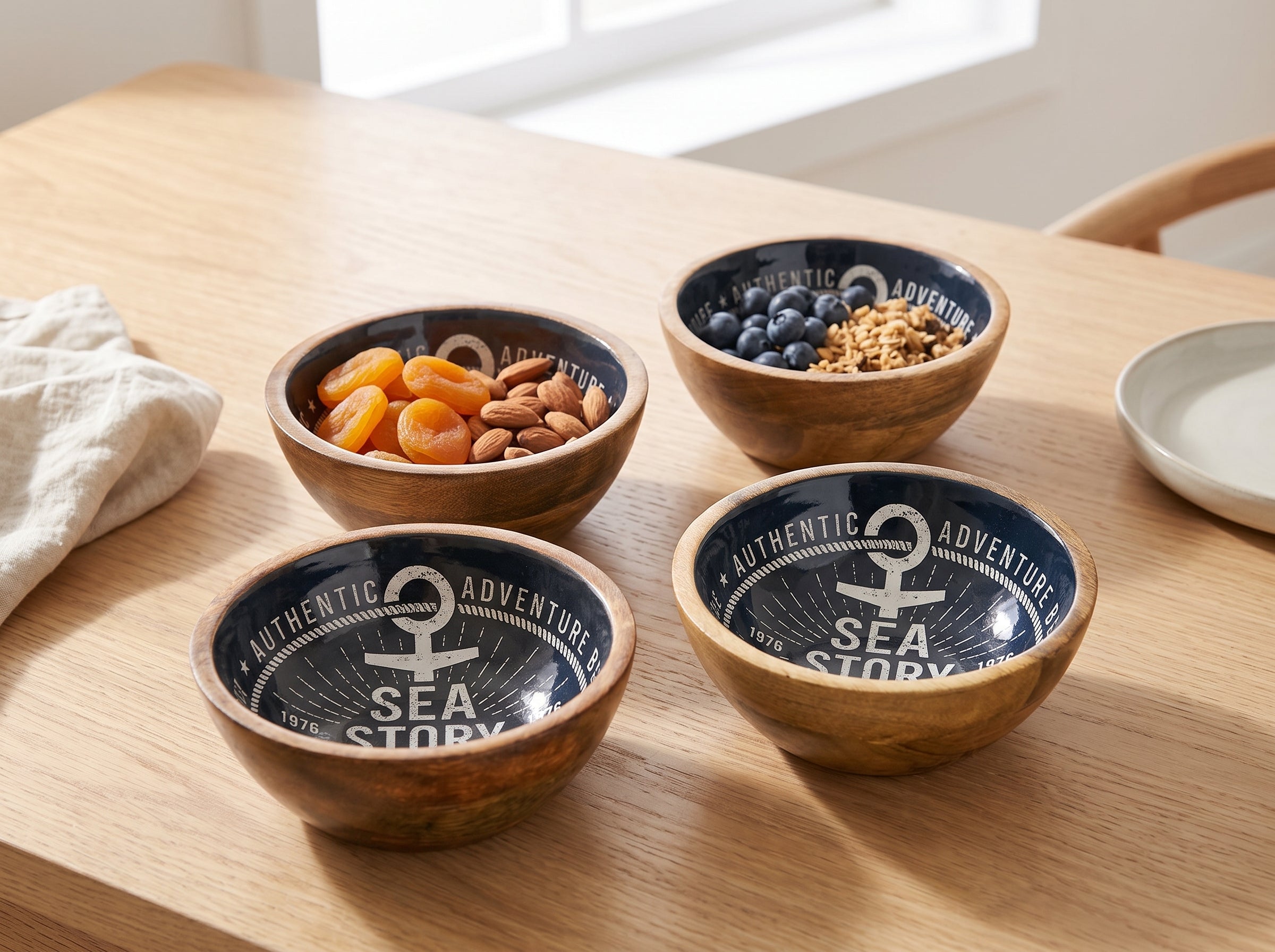 Small Bowl with Sea Story Enamel, Set of 4