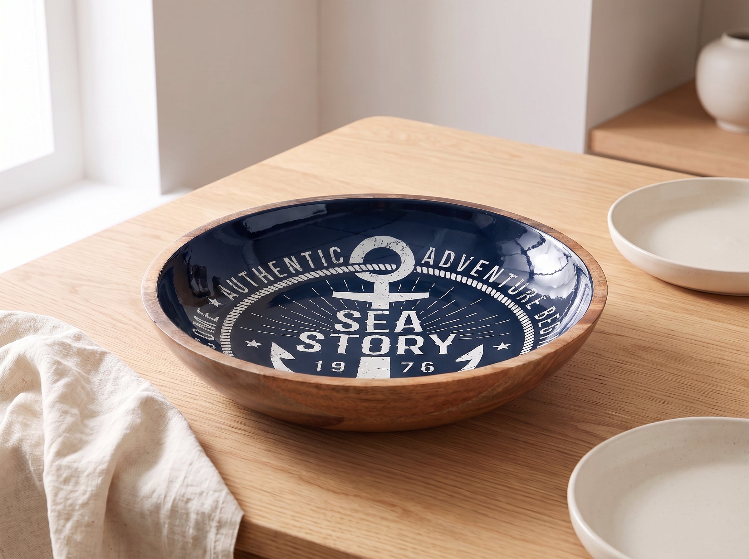 Large Bowl with Sea Story Enamel