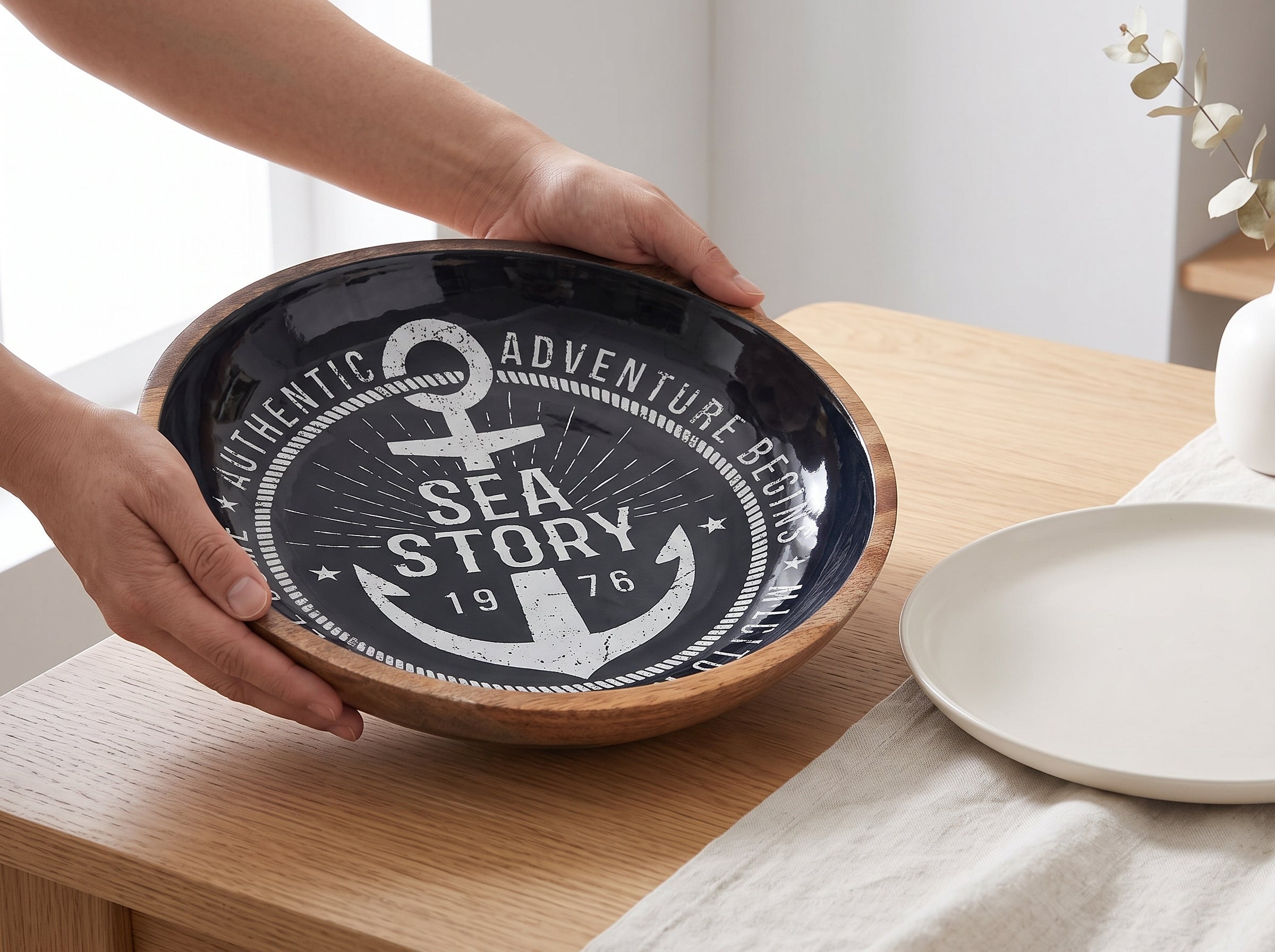 Large Bowl with Sea Story Enamel