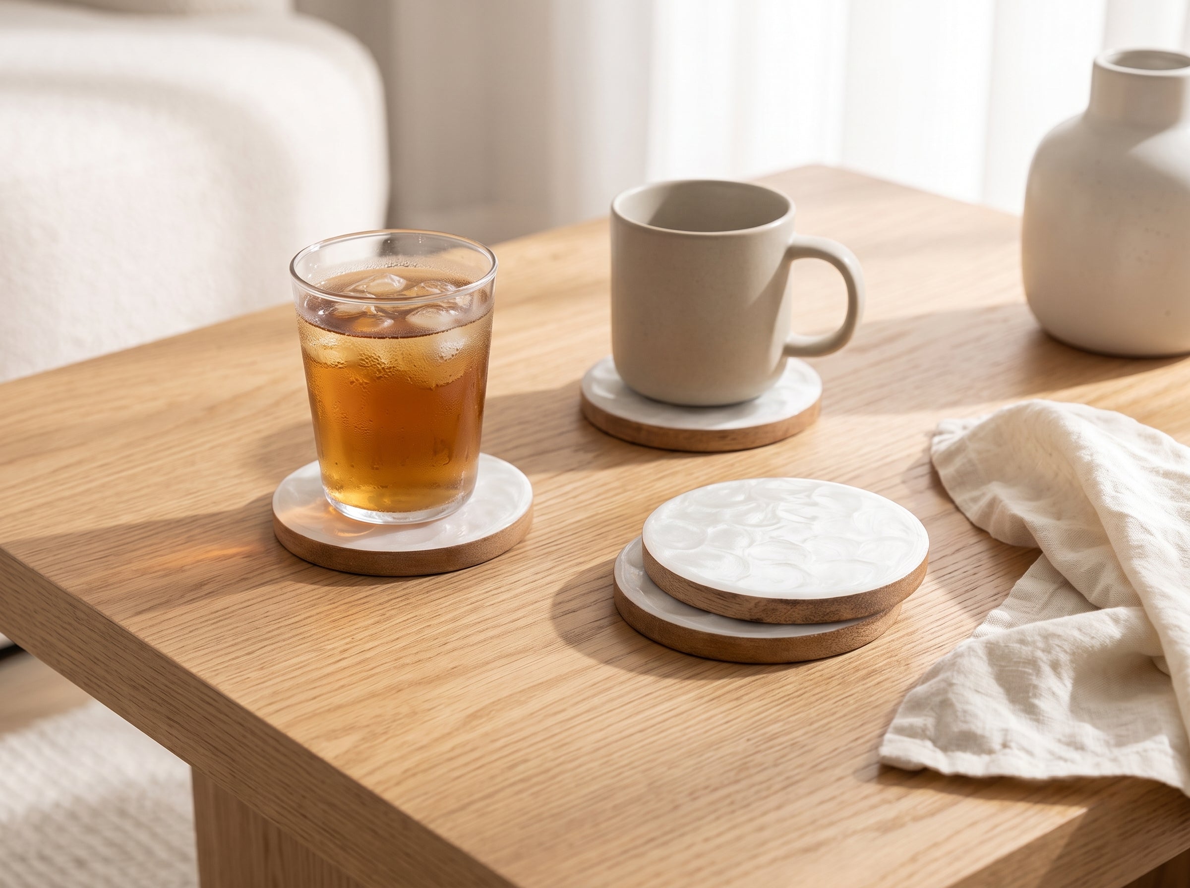 Coasters with Pearl Enamel, Set of 4