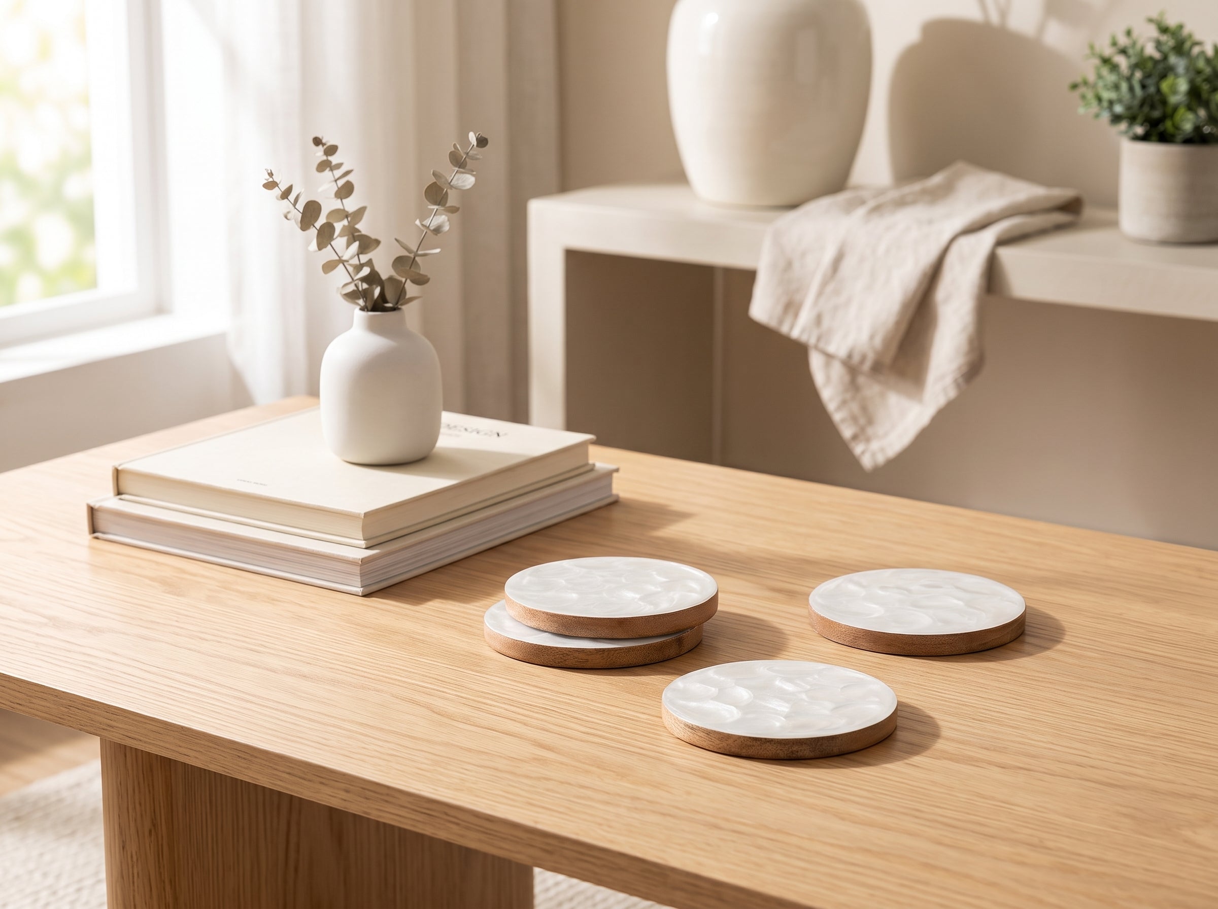 Coasters with Pearl Enamel, Set of 4