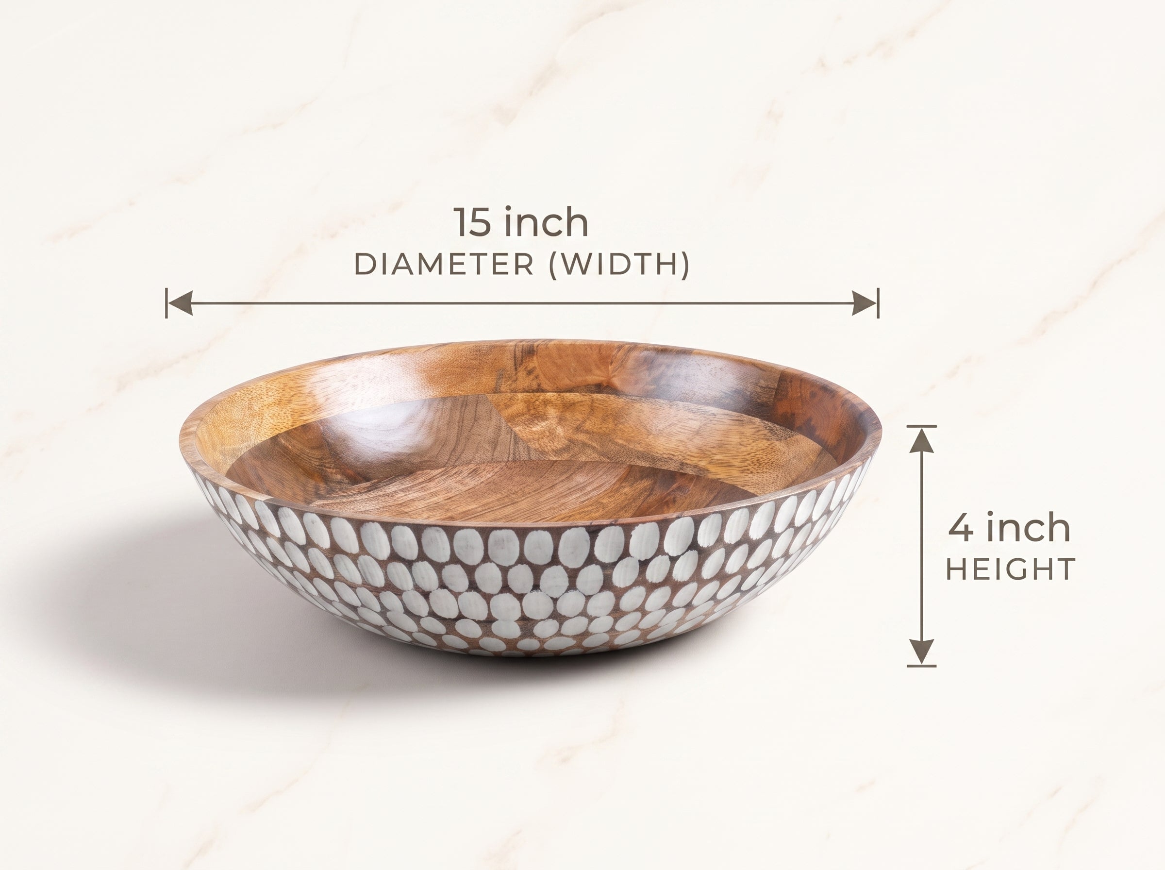 Large Flat Bowl with White Polka Dots