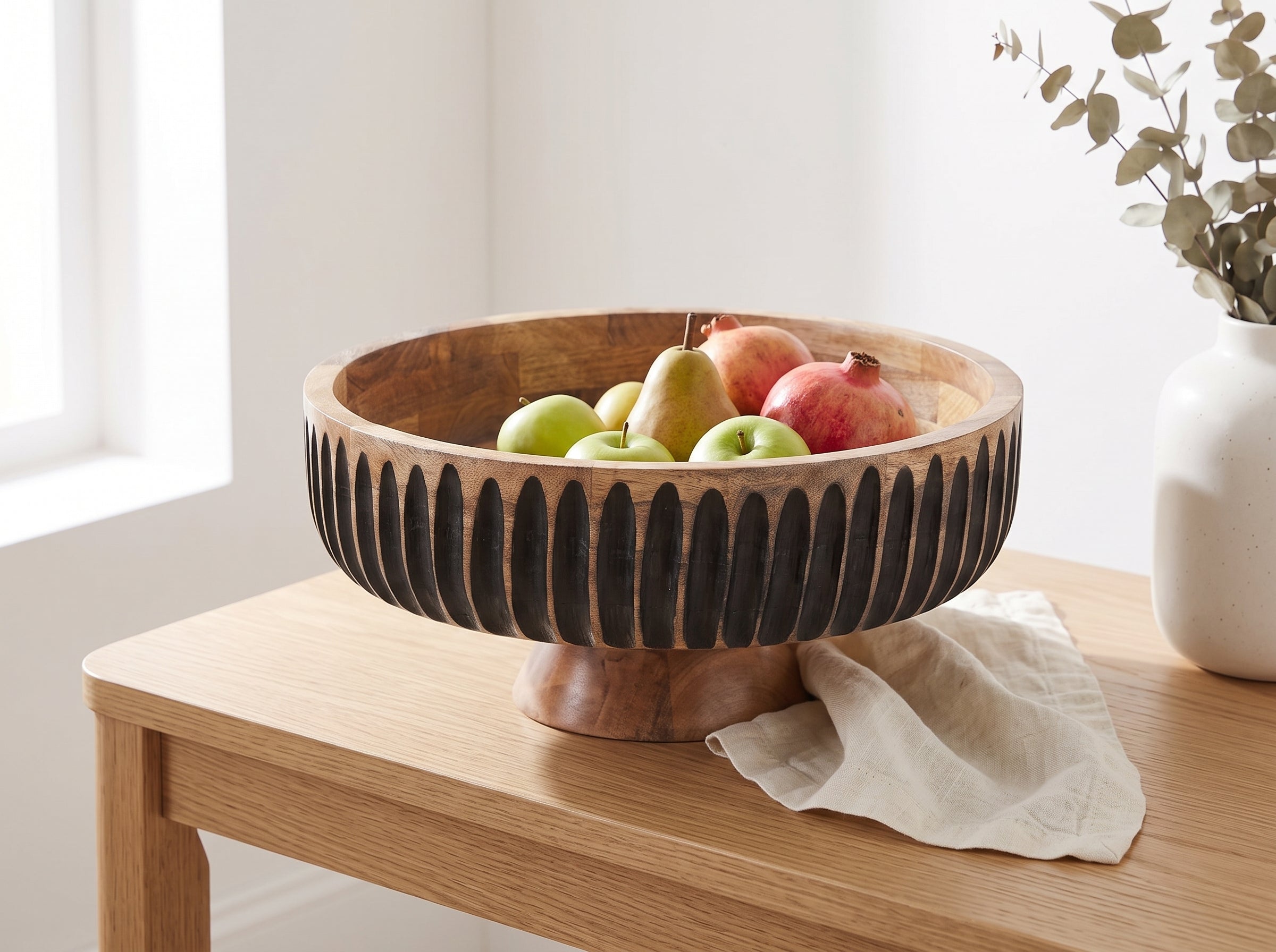 Large Flat Bowl with Black Lines
